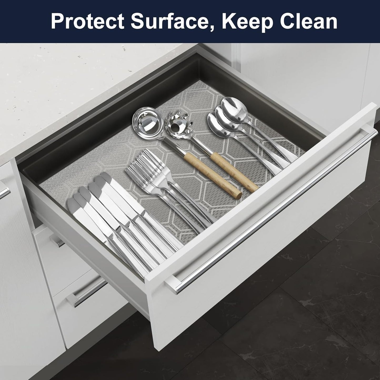 Shelf Liner, Refragerator Drawer Liners for Kitchen Cabinets, Waterproof Bathroom Sink Mat No Slip Cupboard Liners Non Adhesive Fridge Liner Roll - Clear 17.5"×78.7"