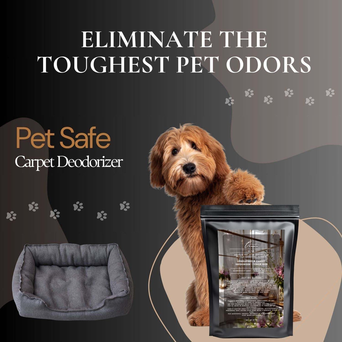 Luxe Carpet Freshener Powder Refill 36 oz | Powerful Odor Eliminator for Home | Upholstery Deodorizer | Carpet Deodorizer | Pet Urine | Cat Litter Box | Diva Fragrance