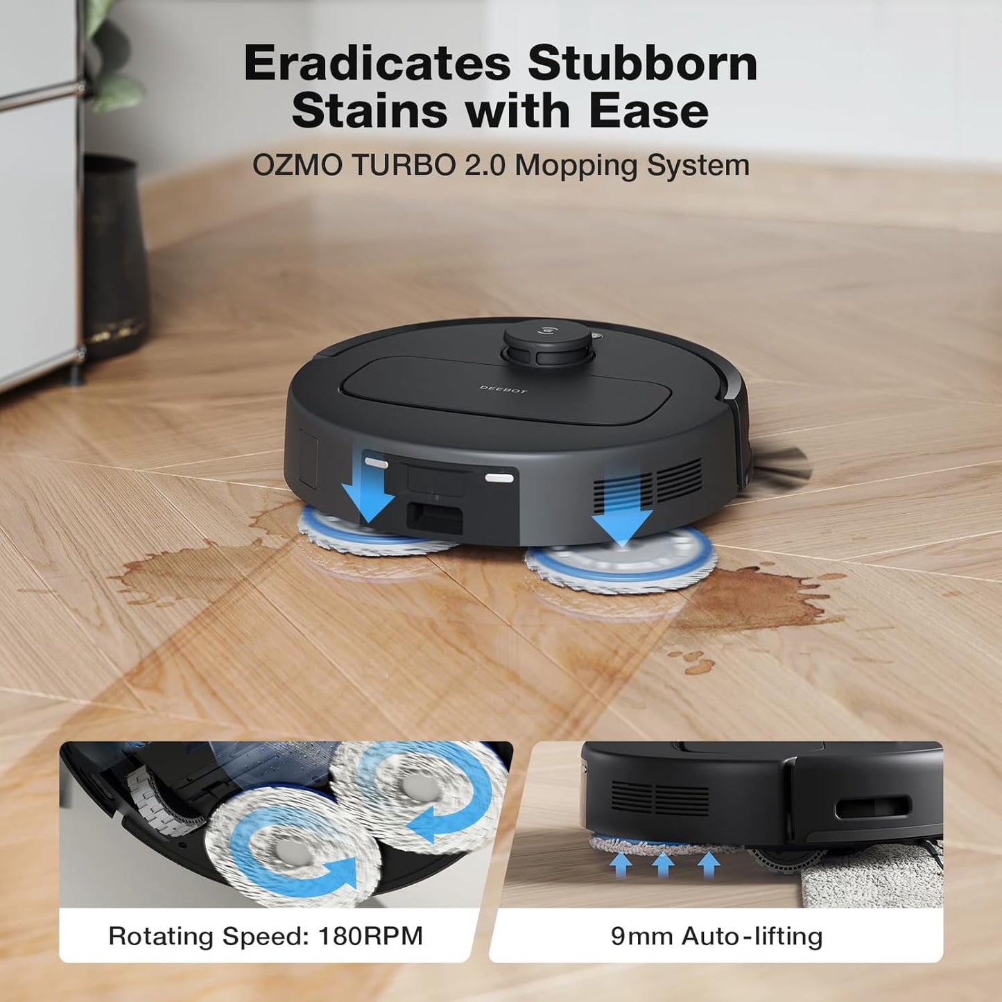 ECOVACS DEEBOT N30 Omni Care Robot Vacuum and Mop, 10000Pa Suction, TruEdge Adaptive Edge Mopping, ZeroTangle 2.0 Technology, Hot Air-Drying, Self-Emptying, Auto-Lift Mopping, Obstacle Avoidance