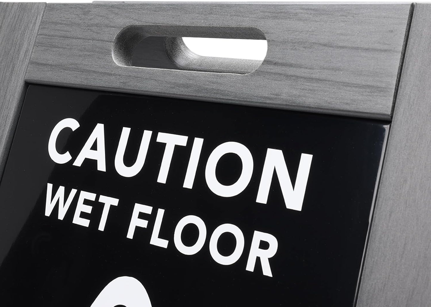 Premium Outdoor Composite Caution Wet Floor Sign – Bilingual w/Non-Skid Plastic Feet, Black Plate – For Hotels, Schools, Offices, Areas, Restrooms, Pool Decks - Grey (2 Pack)