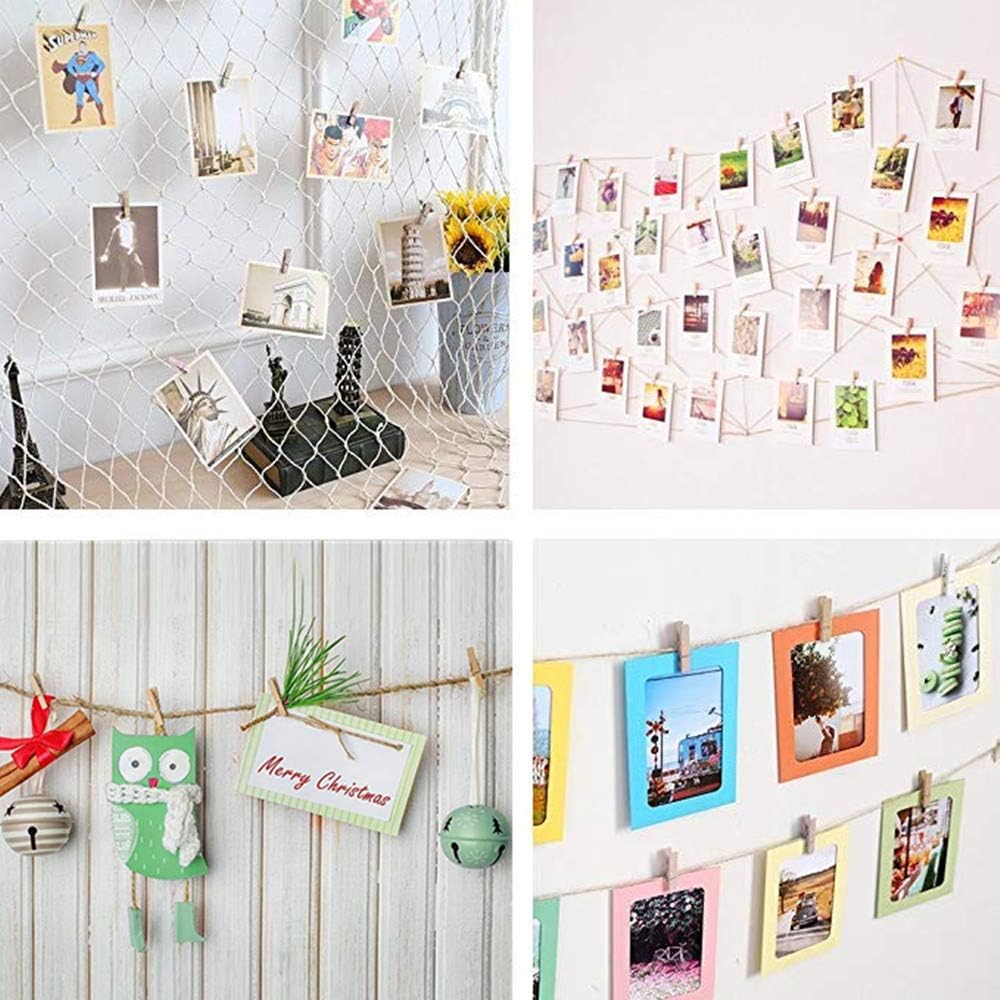 DurReus Wooden Clothespin Ornaments Cute Mini Strong Clothes Pin Hanging Pictures Crafts Arts Birthday with Twine Pack 50 Light Green