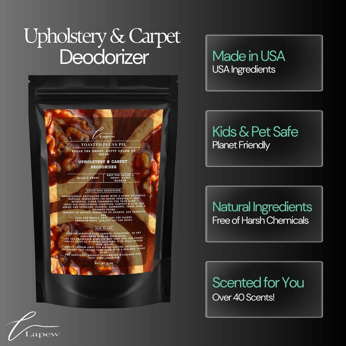 Toasted Pecan Pie Carpet Freshener Powder: Powerful Odor Eliminator for Home, Upholstery Deodorizer, Carpet Deodorizer, Pet Urine, Cat Litter Box - Toasted Pecan Pie Fragrance