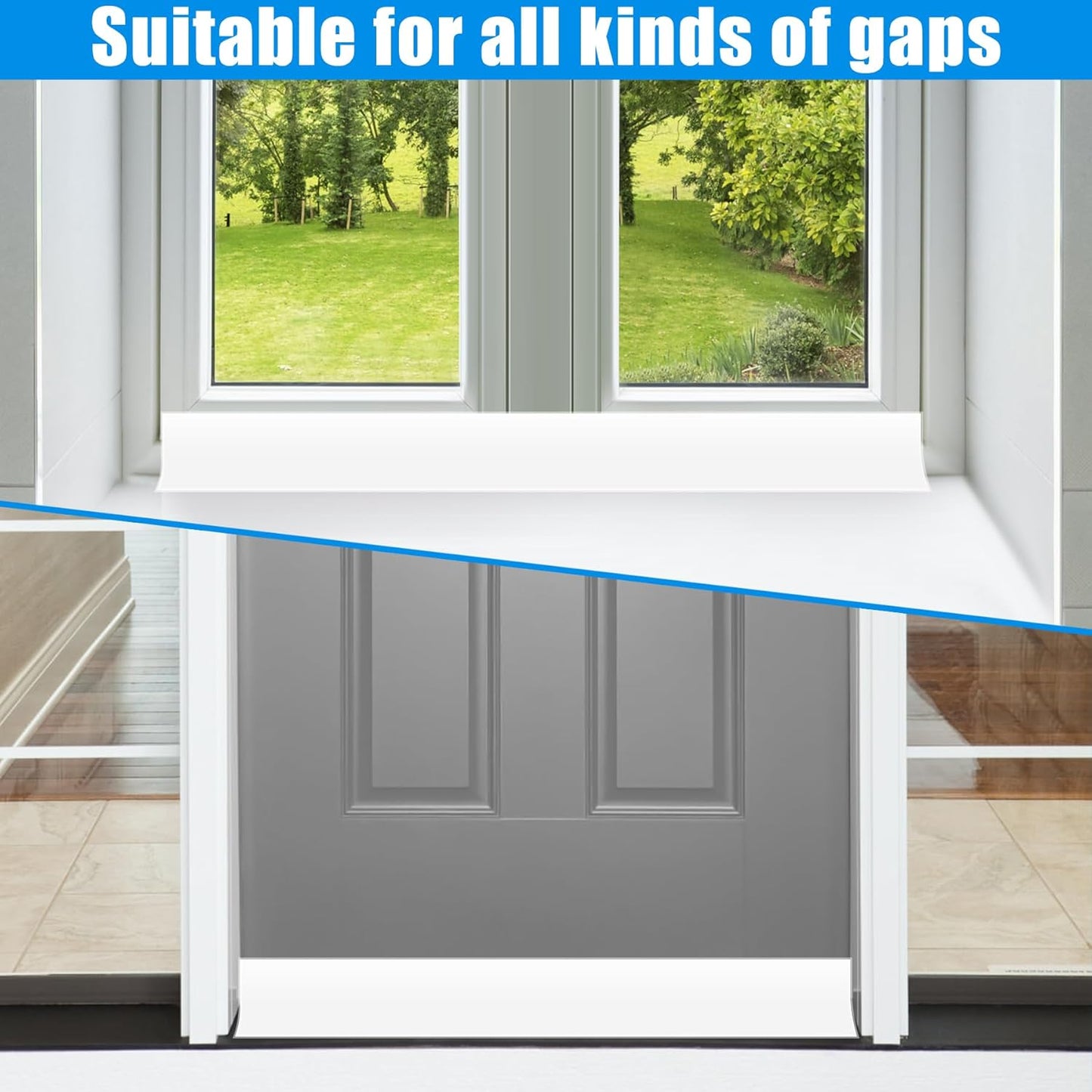 Draft Seal Tape for Doors and Windows 3 in x 20 Ft Silicone Weather Stripping Extra Thick 2mm Door Seal Strip with Strong Adhesive Draft Insulation Stopper Side Seal - White