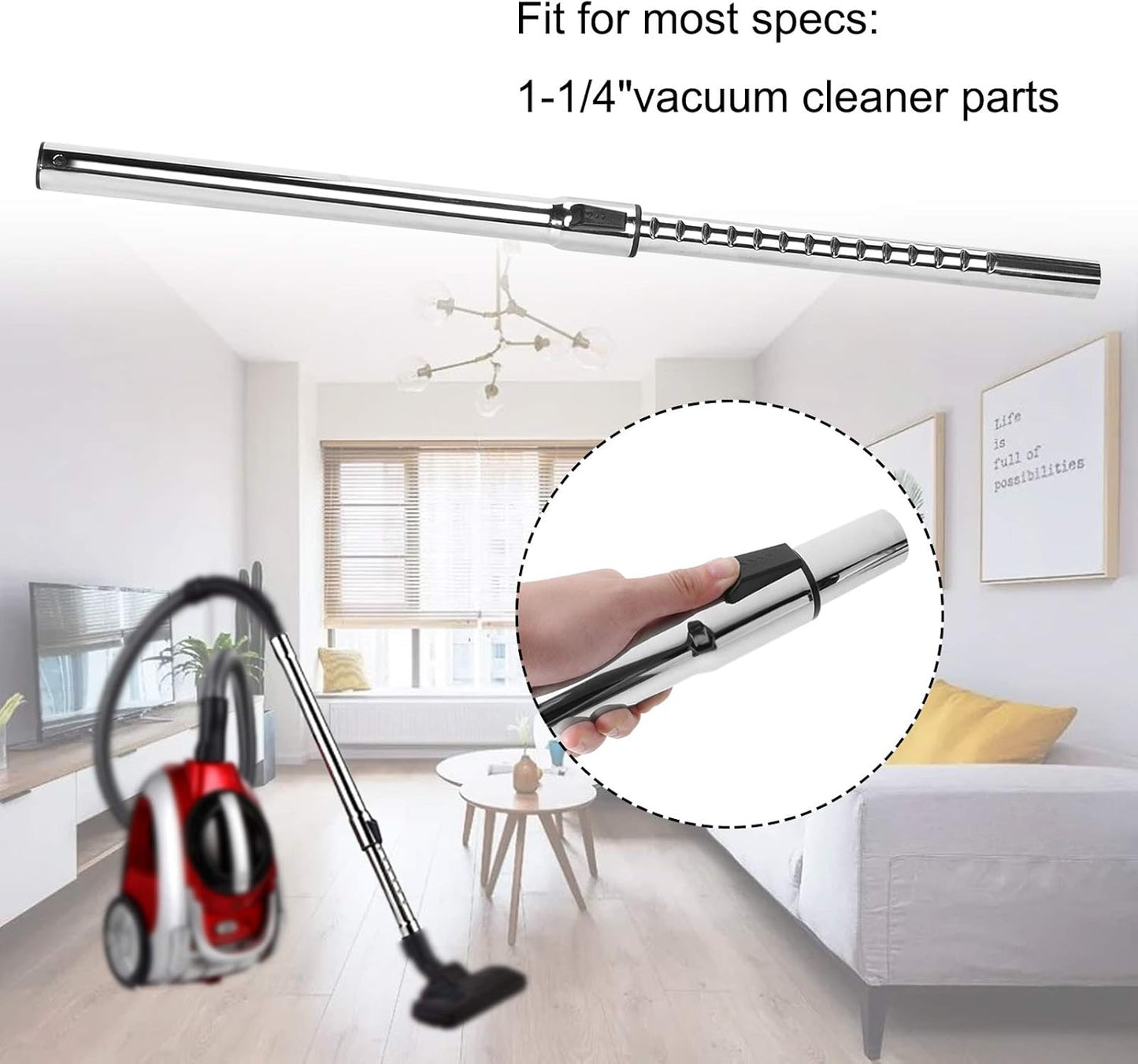 Eagles 1-1/4" Extension Wands Vacuum Cleaner Accessories, 32mm Vacuum Hose Chrome Wand Pipe Extent to 39 inch (Hose)- Extended Version