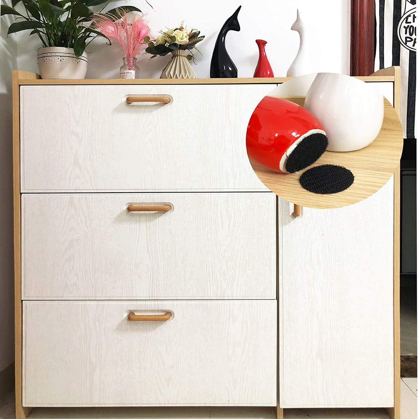 BRAVESHINE Adhesive Tape - 16PCS Hook and Loop Fasteners - Double Sided Adhesive Pads - Rug Carpet Gripper Mounting Tape for Wall Decorations or Tools Hanging - Round 2 inch