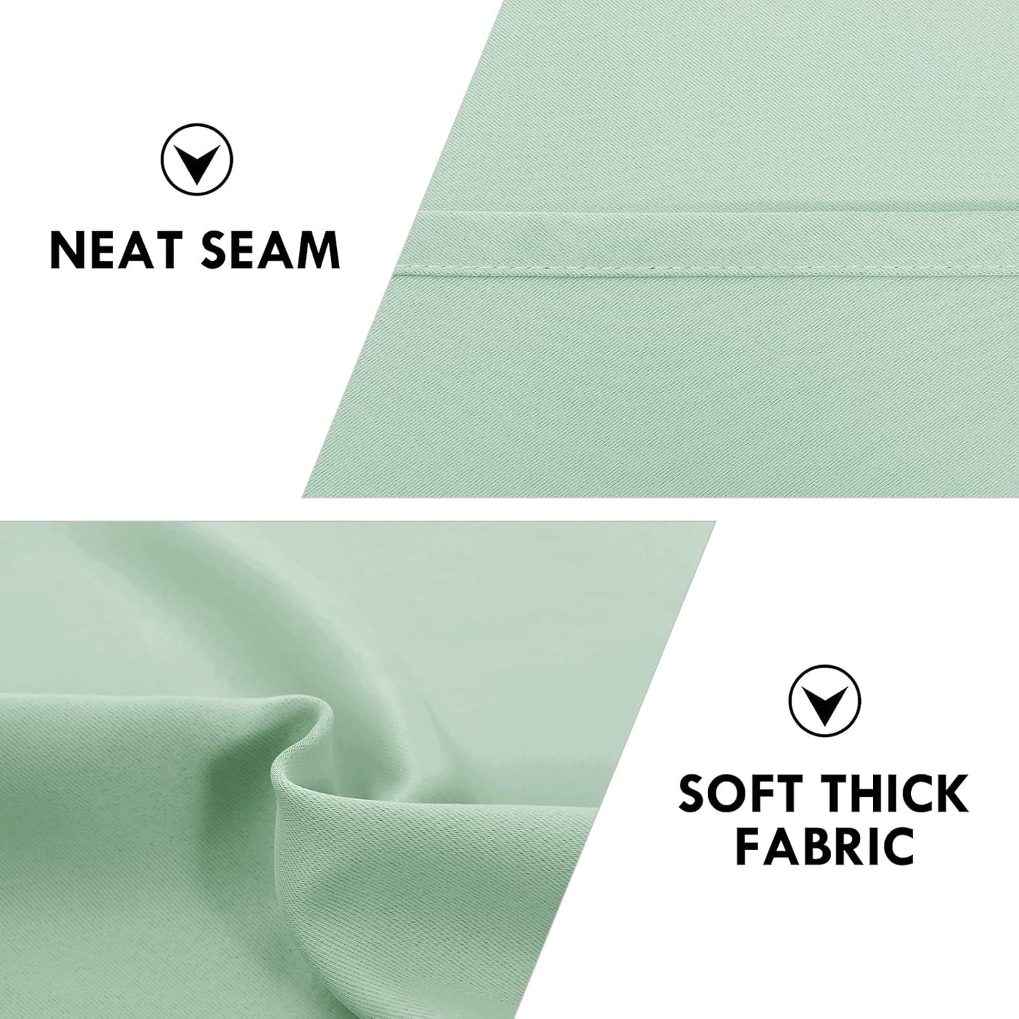 DWCN Blackout Curtains Room Darkening Thermal Insulated Bedroom Curtains Window Curtain Panels, 38 x 84 inches Long, Set of 2 Light Green Rod Pocket Drapes