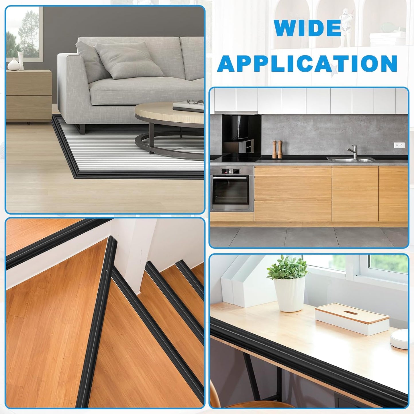 Wall Corner Protector Peel and Stick Corner Trim Molding Flexible Inside & Outside Wall Edge Guard Self Adhesive Moulding Trim for Edge Use, Black, 0.8” W x 20’ L