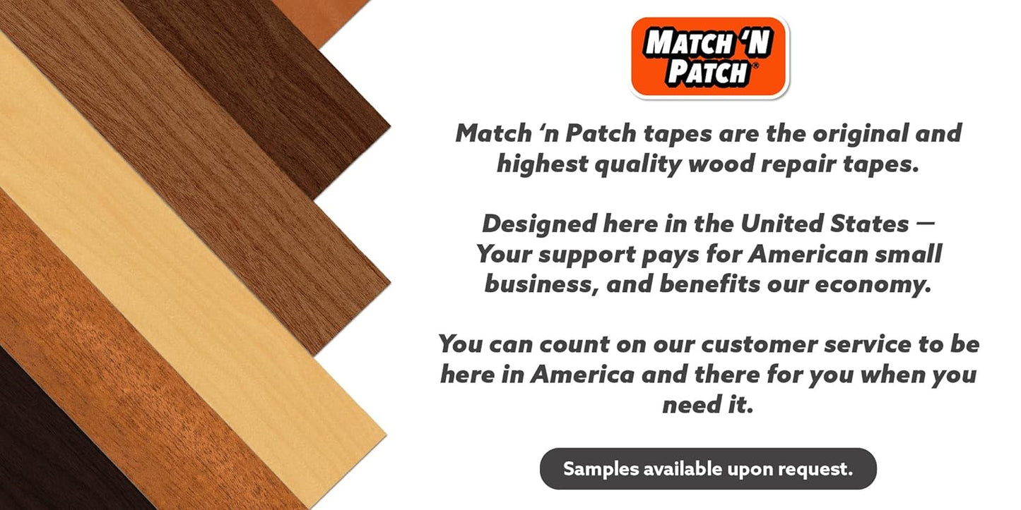 MATCH 'N PATCH Realistic Wood Grain Repair Tape - Durable Multi-Use Adhesive Tape for Furniture, Floors, Cabinets, Windows, Doors, RV, Home Decor & DIY Projects - Honey Maple, 2.25 inch x 15 feet