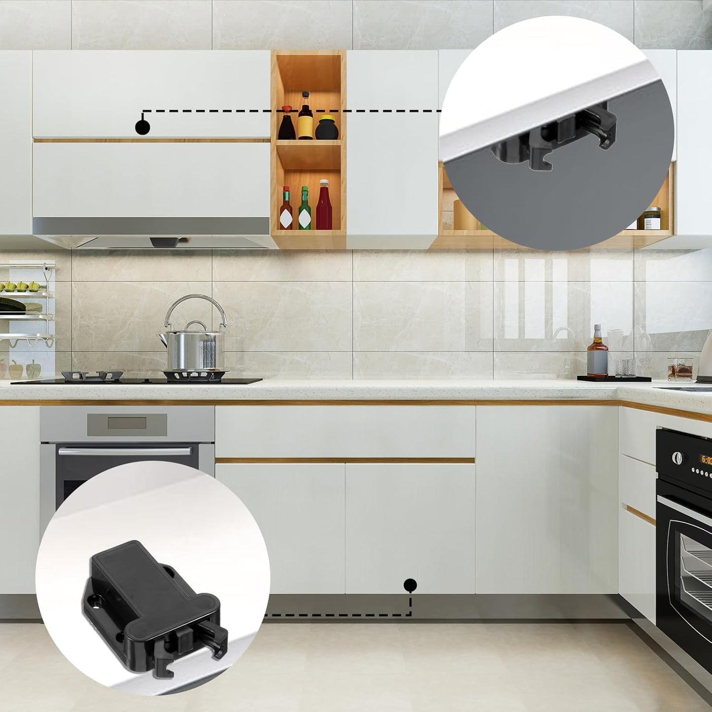 4Pack Push Latches for Cabinets, Push to Open Catch Lock,Safe Rebound Self-Locking Device Drawer Catch Push to Open Door Latch Cabinet Hardware for Cabinet Drawer Wardrobe Kitchen Door