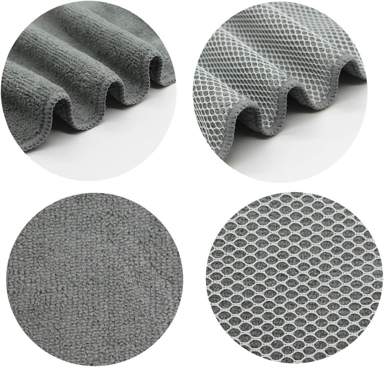 Microfiber Dish Cloths Fast Drying Kitchen Cleaning Cloth Dish Rags Dust Cloths Ultra Absorbent Lint Free Washcloths with Poly Scrub Side 12inch x 12inch 8 Pack (Gray)