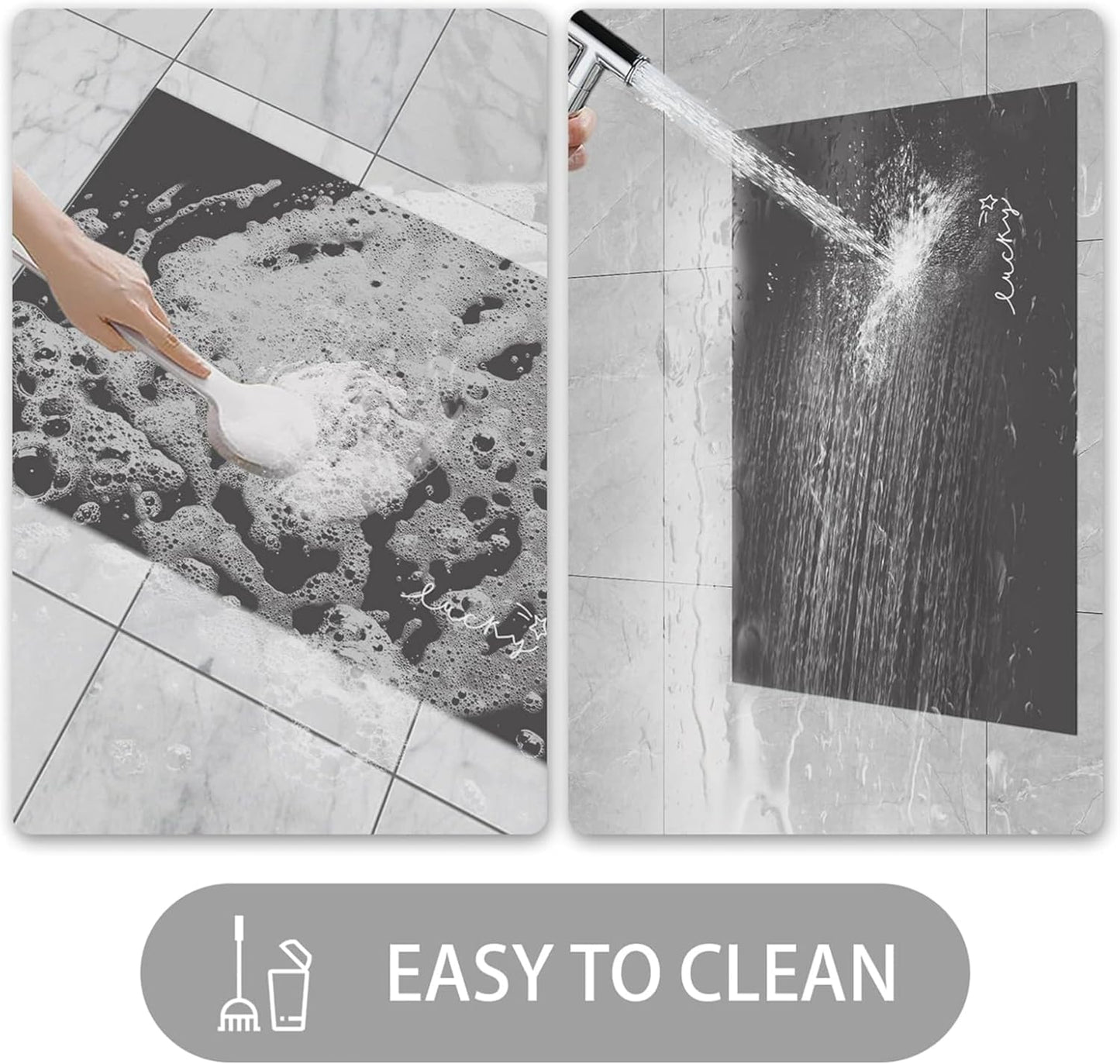 Ultra Thin Door Mat Indoor Entrance, 1/10 in Thin Door Mats for Inside Entry, Non-Slip Rubber Backing Washable Doormat, Fade Resistant, Absorbent, Low Profile Dirt Trapper, 35"X24",Black