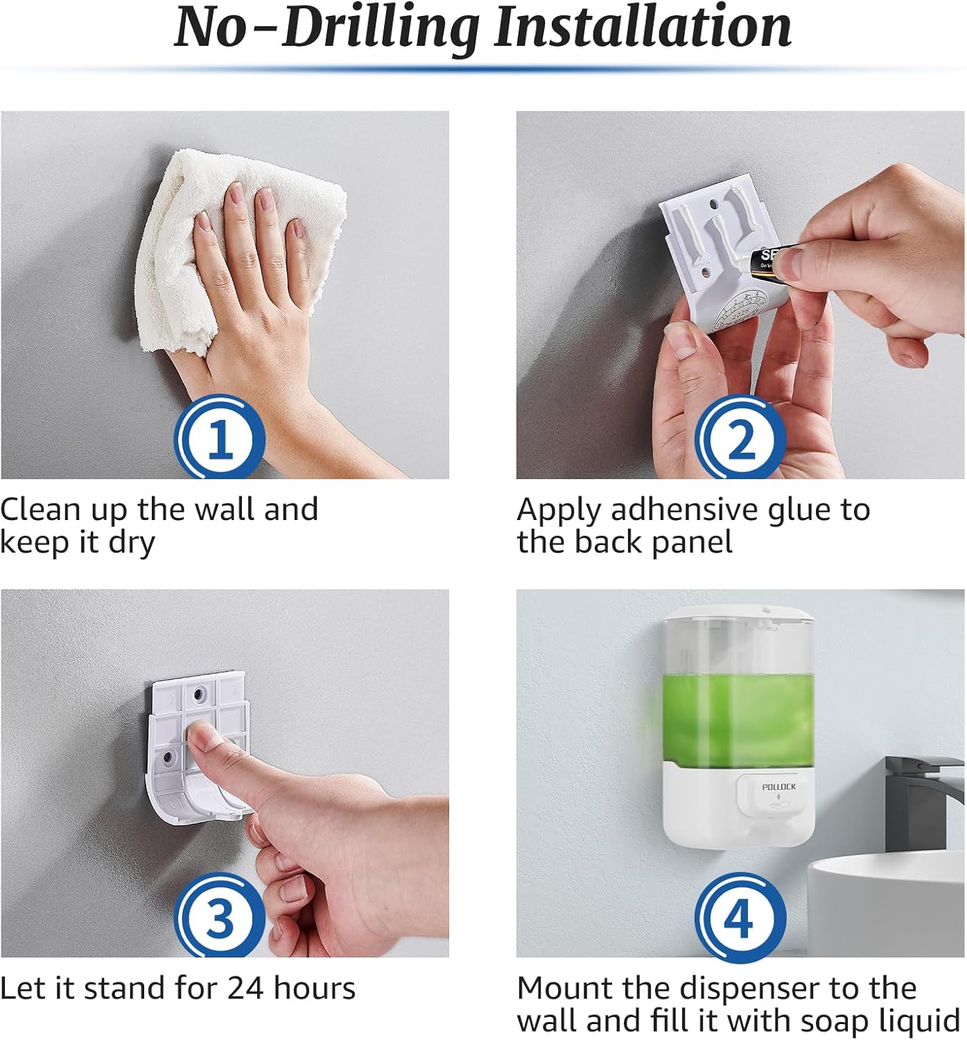 Liquid Soap Dispenser Wall Mounted,Hand Sanitizer Dispenser,Lotion Detergent Container,Dish Wash Dispenser for Kitchen,Commercial Soap Dispenser for Liquid Containers Shampoo Gel Chamber,33.8OZ/1000ML