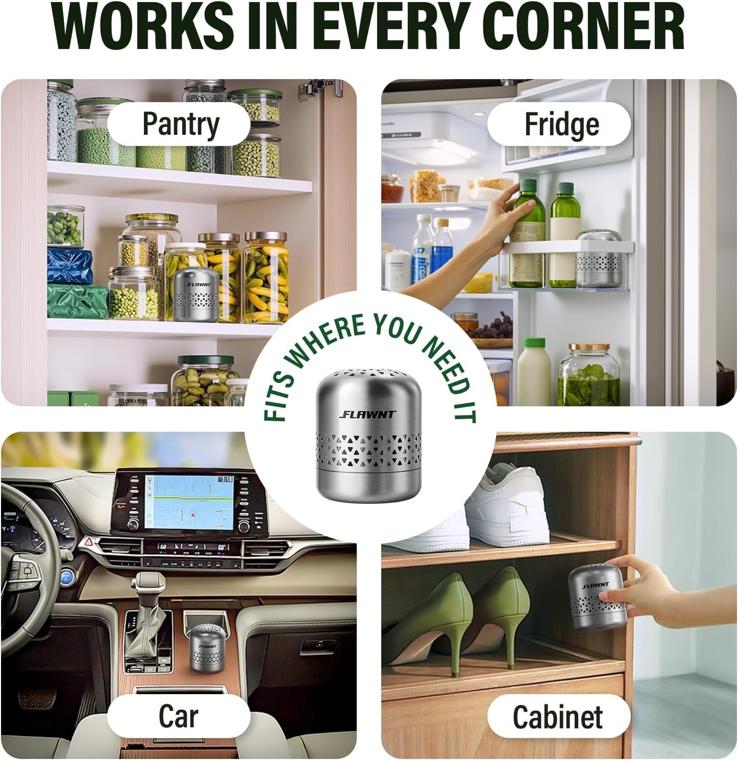 Fridge Deodorizer, 10-Year Odor Eliminator for Refrigerator, No Refills or Fragrance, More Effective Than Charcoal Air Purifiers-Space Grey