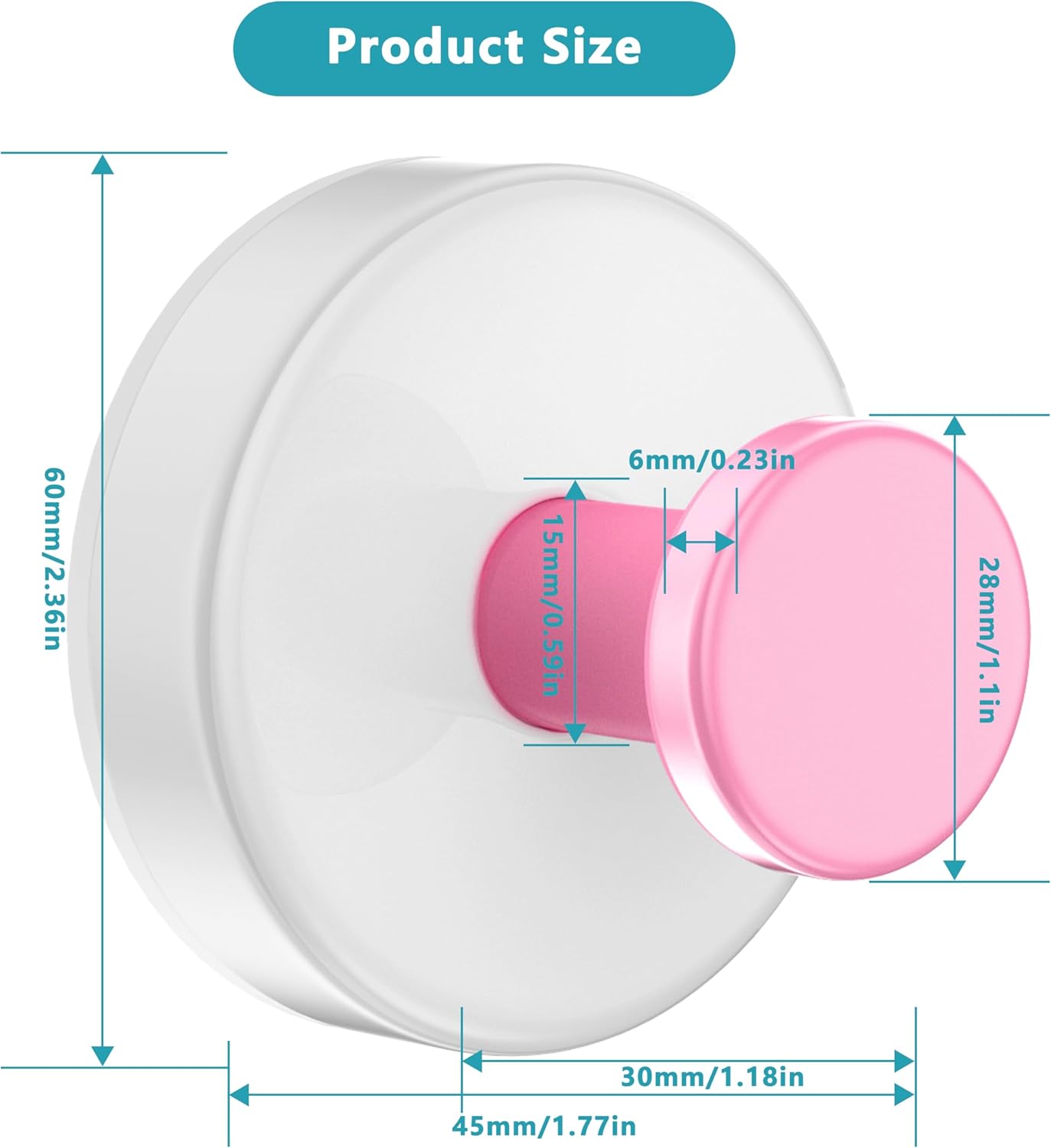 Suction Cup Hooks for Shower,Removable No Drill Towel Hooks,Upgraded 15 lbs Strong Suction hooks for Bathroom Tile,Shower Wall,Glass Door,Kitchen-Loofah,Coat,Stainless Waterproof-White Pink 2 Pcs