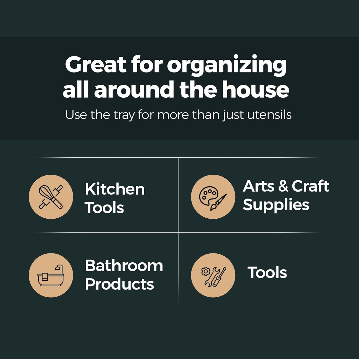 Silicone Silverware Drawer Organizer – Non-Slip Utensil Holder for Kitchen Drawers | Cutlery Tray for Forks, Knives, Spoons & More | Durable, BPA-Free, Easy to Clean – Black