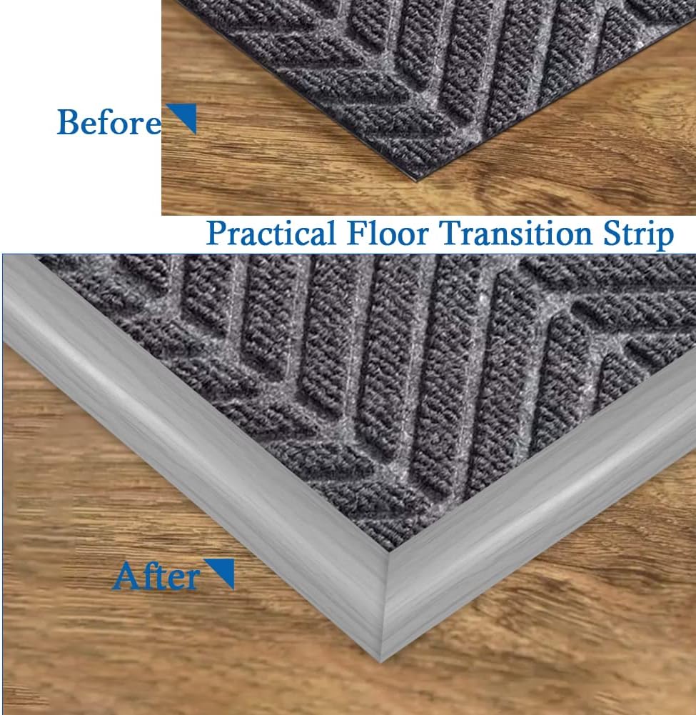 Floor Transition Strip Self Adhesive Carpet & Flooring Transitions Edging Trim Strip PVC Threshold Transitions Suitable for Threshold Height Less Than 5mm (10Ft, Wood Grain Gray-New)