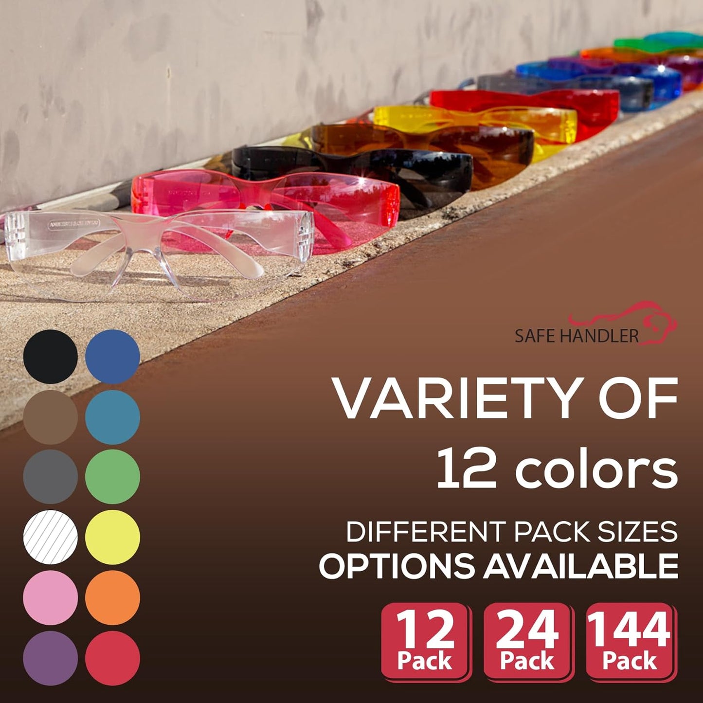 SAFE HANDLER Hyline Anti-Fog Color Safety Glasses Variety, Impact Resistant, Polycarbonate, Anti-Scratch