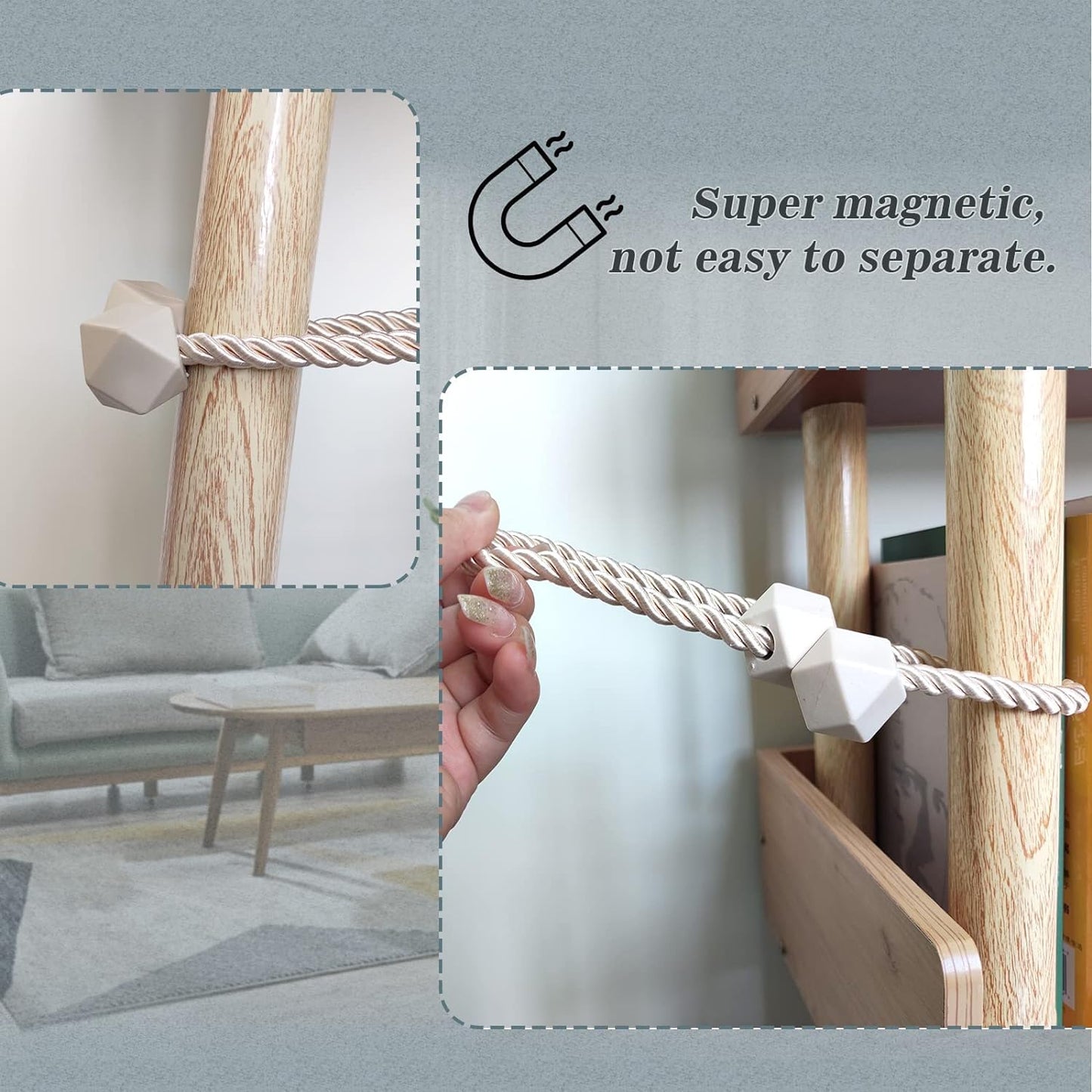 Hion Magnetic Curtain Tiebacks Dark Brown 6 Pack, Curtain Tiebacks Buckles Holdbacks Holders Hooks Clip for Home Bedroom Office Decorative Thick or Thin Curtain