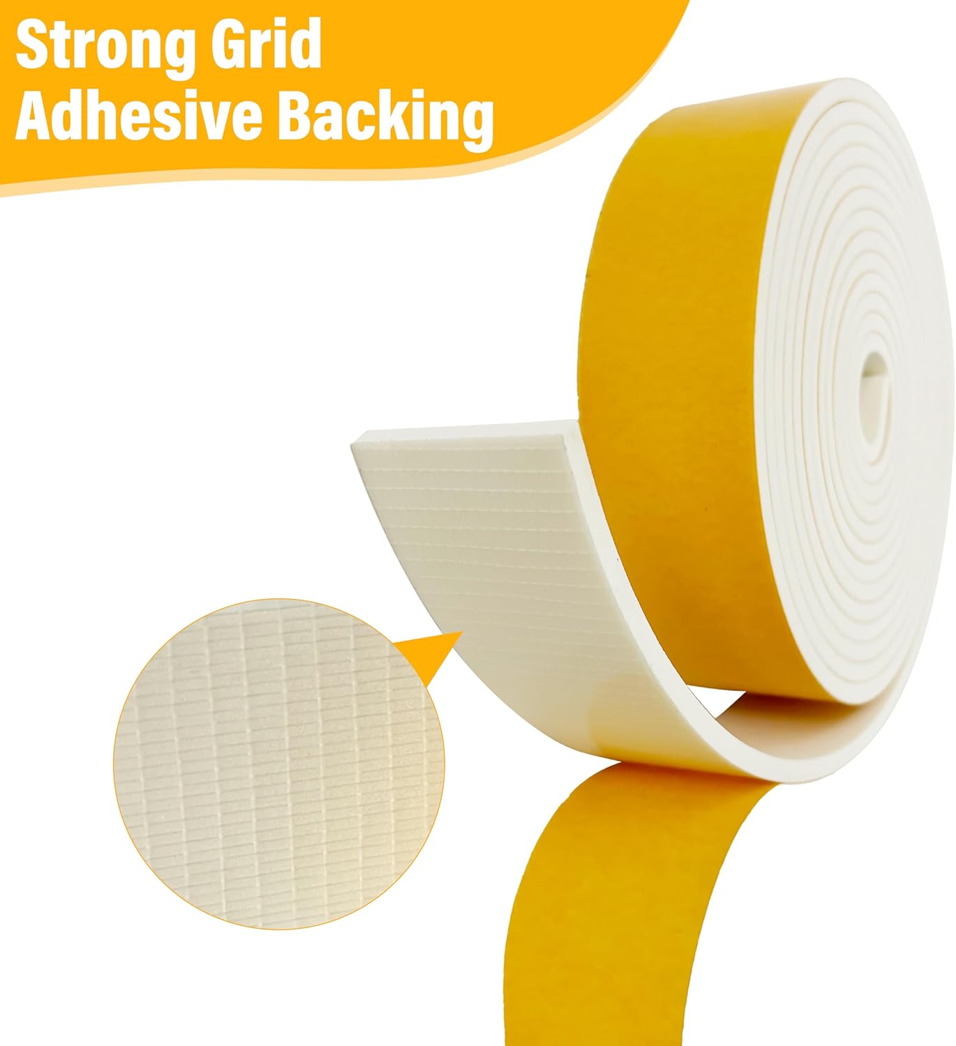 Weather Stripping Foam Tape, 17 Ft Door Seal Strip, EVA Material, High Density 1/4" Thick, No Residue Adhesive, Weatherproof Door Seal Strip for Sliding Door, Windows, White (1/2" Wide)