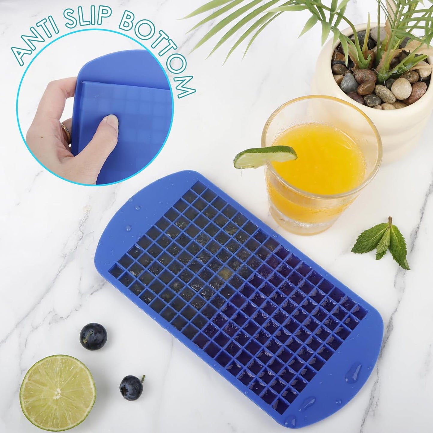 Silicone Mini Ice Cube Trays 2 Pack, 160 Crushed Ice Cube Molds, Easy Release Small Ice Cube Trays with BPA free & Quick freezing, Reusable, for Baby Food, Chilling Whiskey Cocktail, Drinks and Coffee