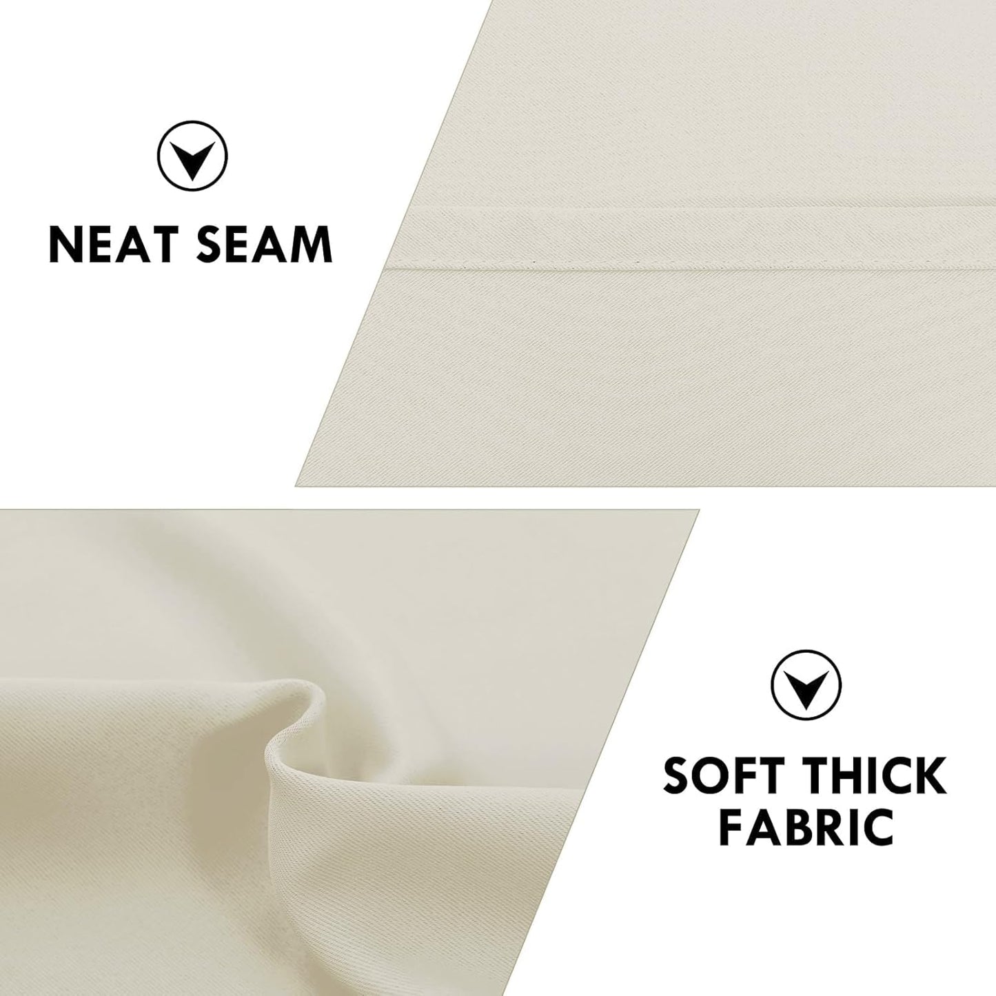 DWCN Blackout Curtains for Living Room Thermal Insulated, Energy Saving & Noise Reducing Bedroom Curtains, Light Beige, W 52x L 36 Inch, Set of 2 Rod Pocket Curtain Panels