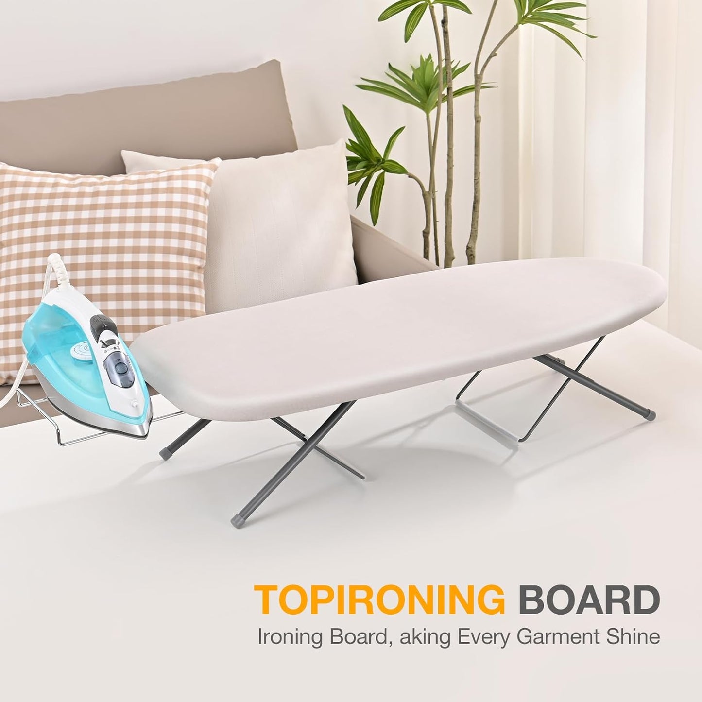 APEXCHASER Tabletop Ironing Board with Iron Rest, Small Iron Board, Extra Thick Cover, Portable Table top Ironing Board with Non-Slip Feet for Home Travel Use, Beige
