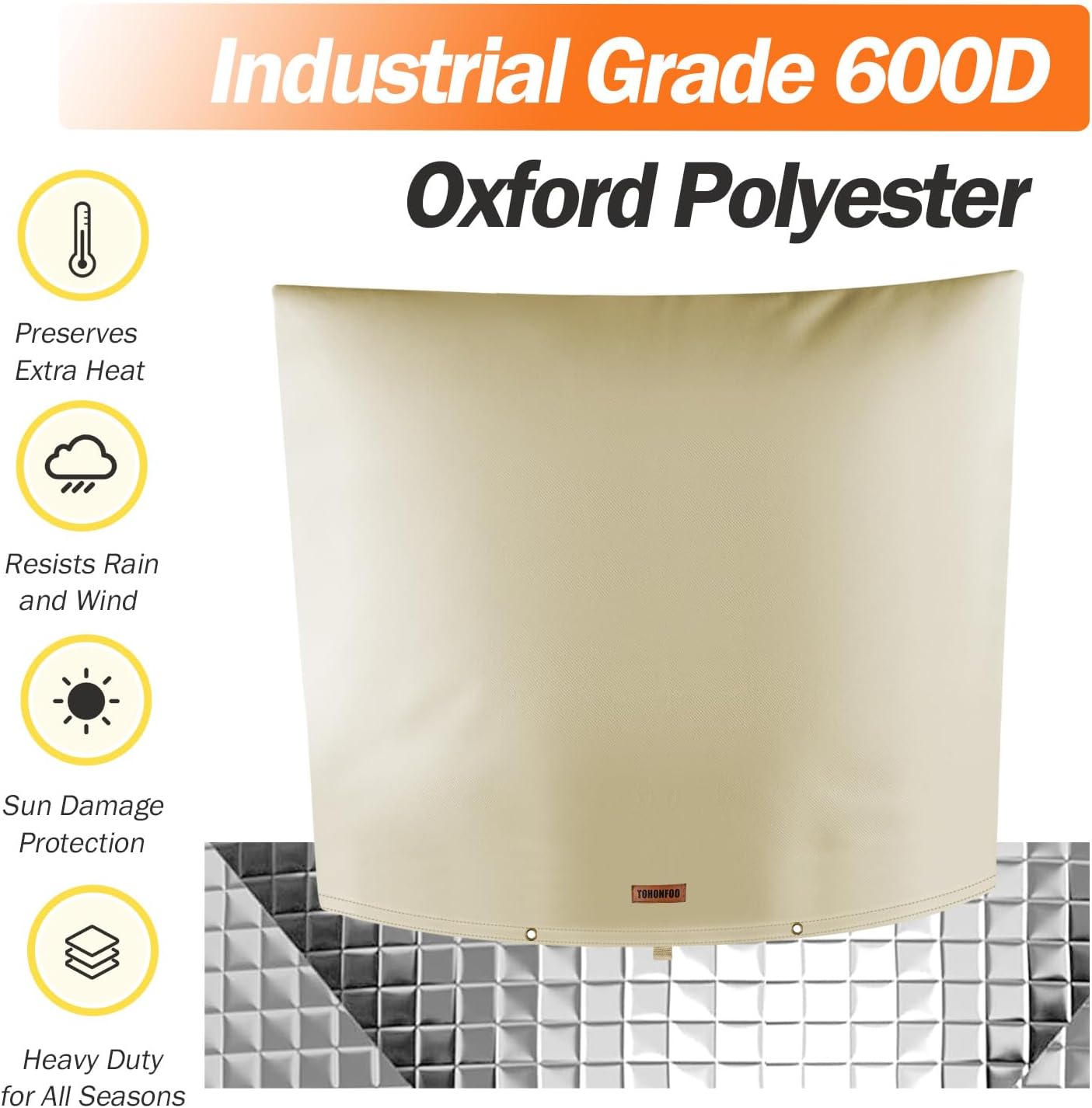 Backflow Preventer Pipe Insulation Cover (5°F) - Irrigation Sprinkler Valve Insulated Pouch - Water Well Pump Cover - Sturdy 5 Layers for Winter Freeze Protection, 40" W x 40" H, Beige