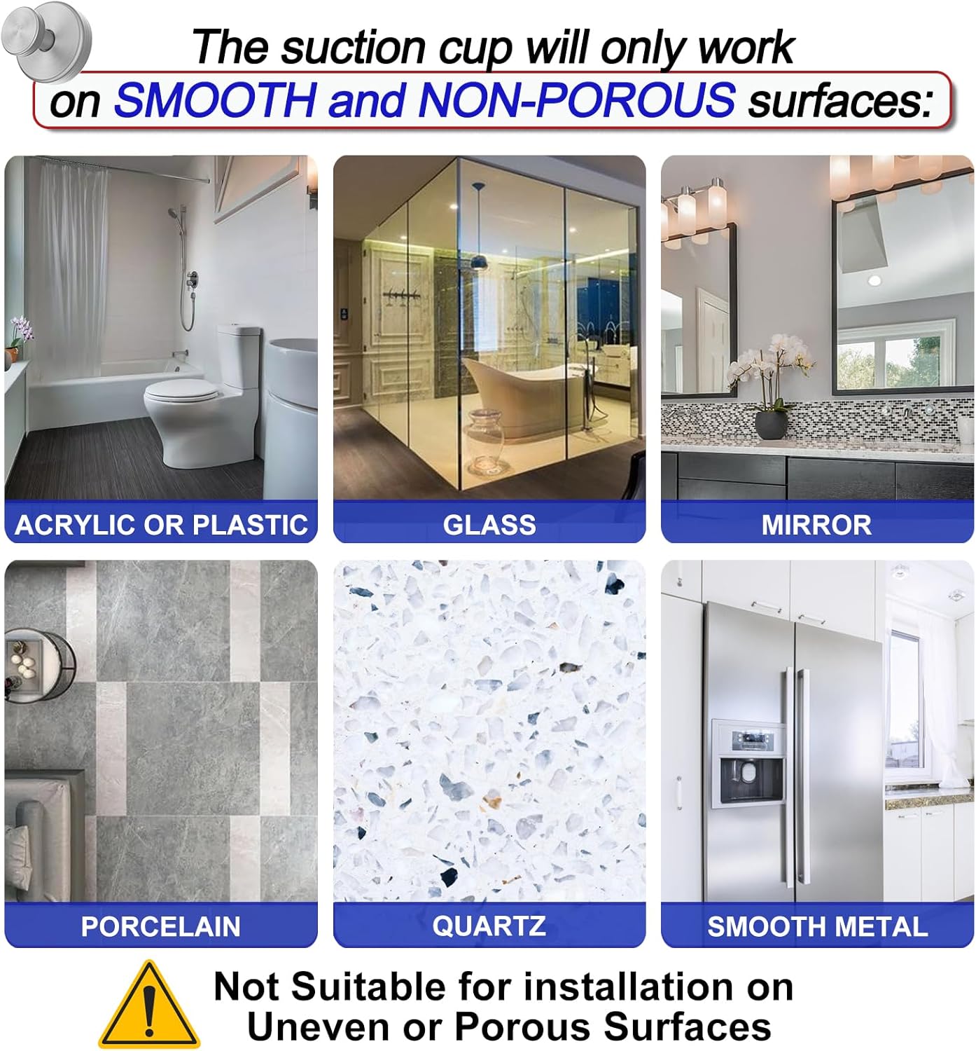 Suction Cup Hooks for Shower, Removable Towel Hooks for Bathroom Window Glass Door Wall, Bath Robe Looafh Hook for Hanging - 2 Pack, Silver