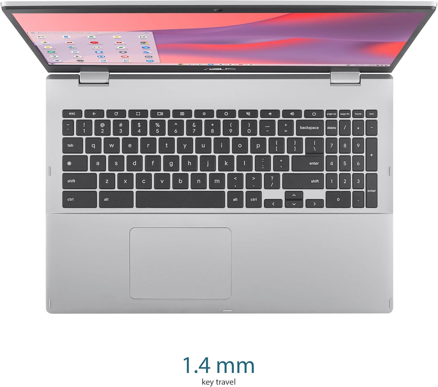 ASUS Chromebook CX1, 15.6" FHD NanoEdge Display, Intel Celeron N4500 Processor, 64GB eMMC Storage, 8GB RAM, ChromeOS, Transparent Silver, CX1500CKA-AS84F