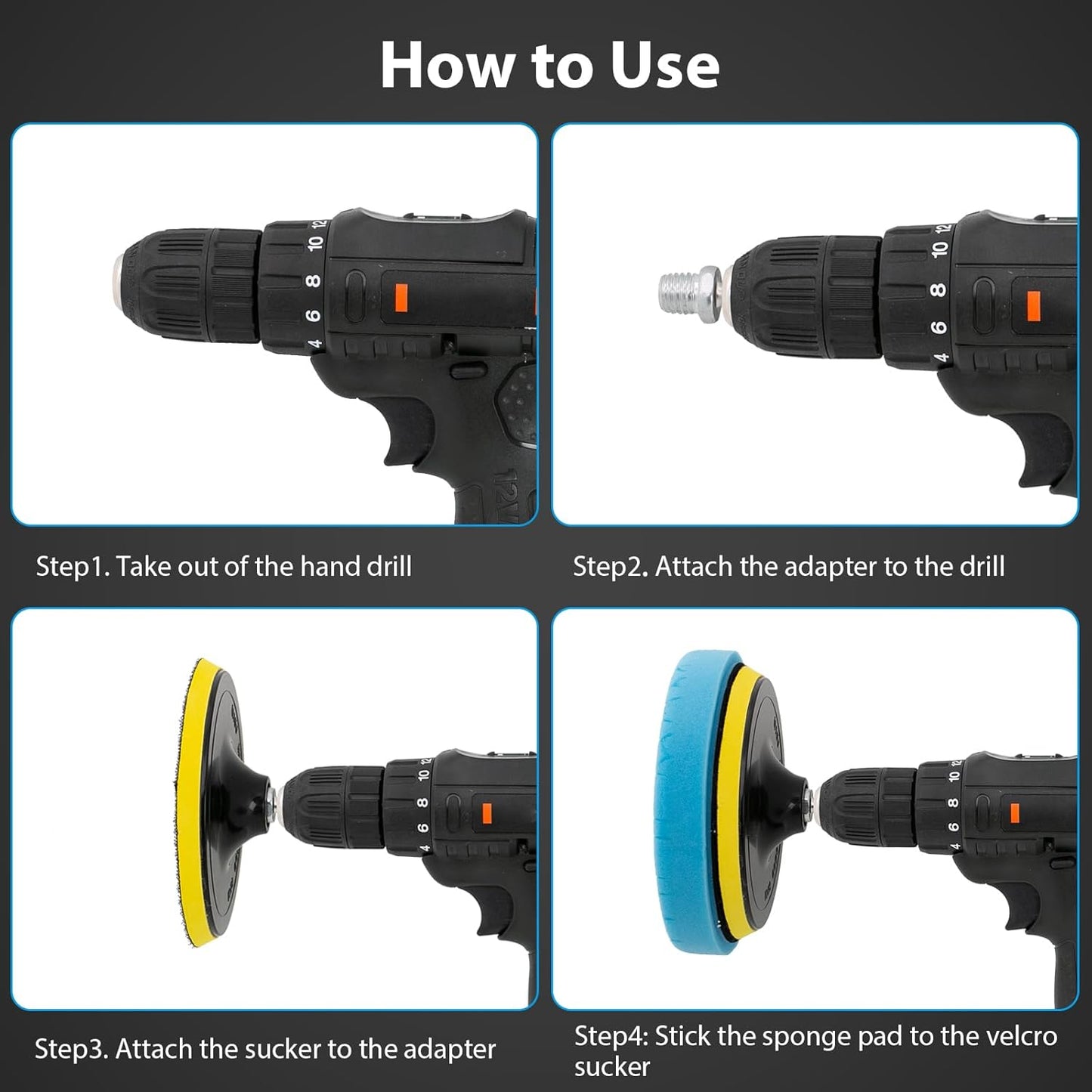 Buffing Polishing Pads, 5Pack 6.5 Inch Face for 6 Inch Backing Plate Compound Buffing Sponge Pads Cutting Polishing Pad Kit for Car Buffer Polisher, Polishing and Waxing