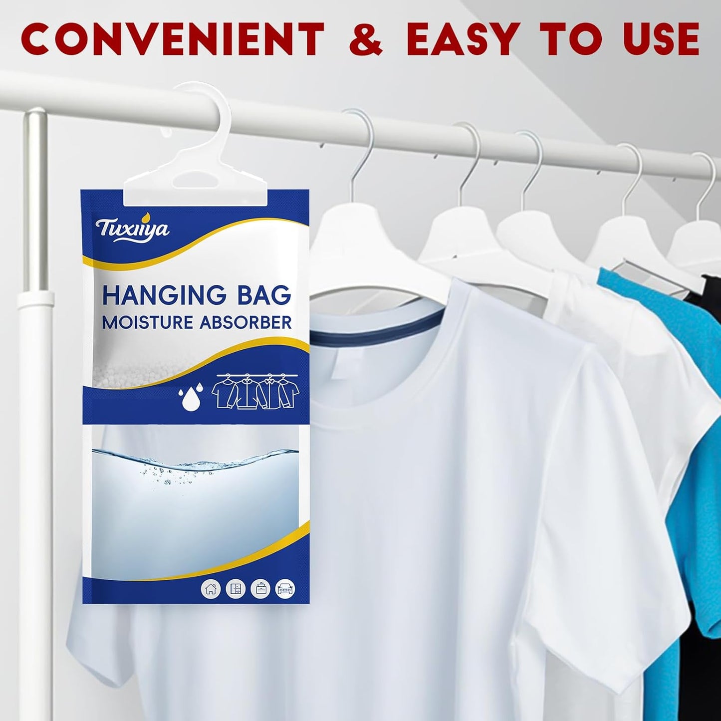 20 Pack Moisture Absorbers Packets,Hanging Closet Dehumidifier Bags,Humidity Packs, Desiccant,Moisture Absorbing Bags for Closet,Wardrobes,Bedrooms, Bathrooms(Net Wt. 230g/Pack)