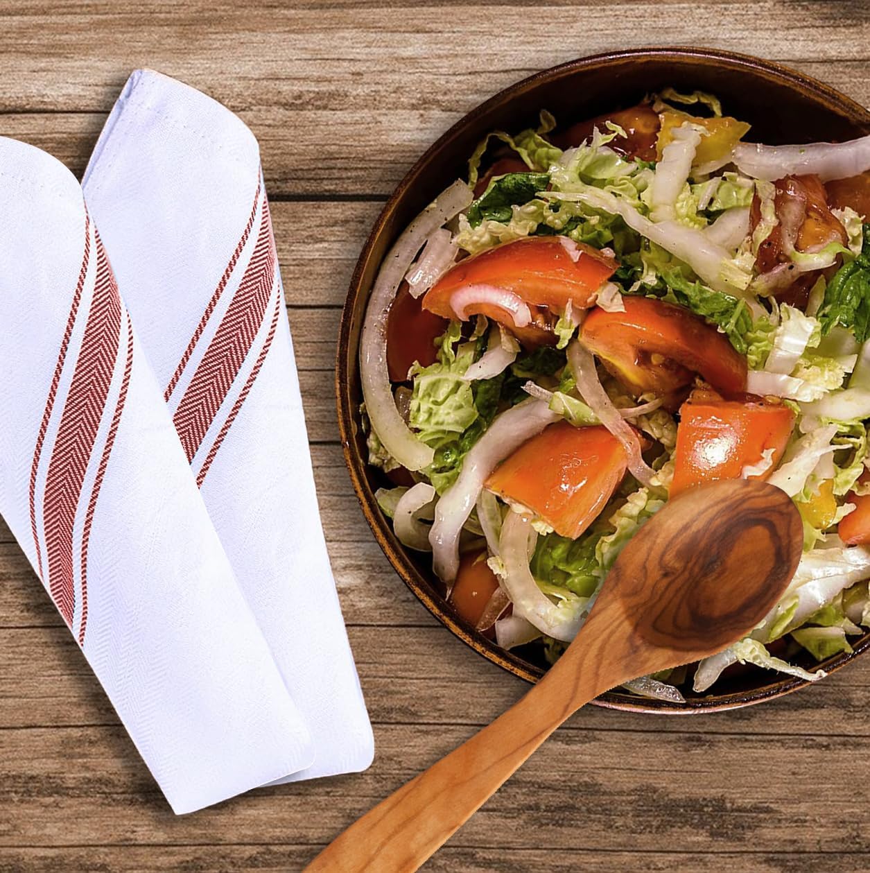 Dish Towels Set (Value Pack of 15) Size 15x25 Inch, 100% Cotton Soft & Absorbent Linen Kitchen Towels, Tea Towels, Reusable Cleaning Cloths for Household Cleaning (Red)