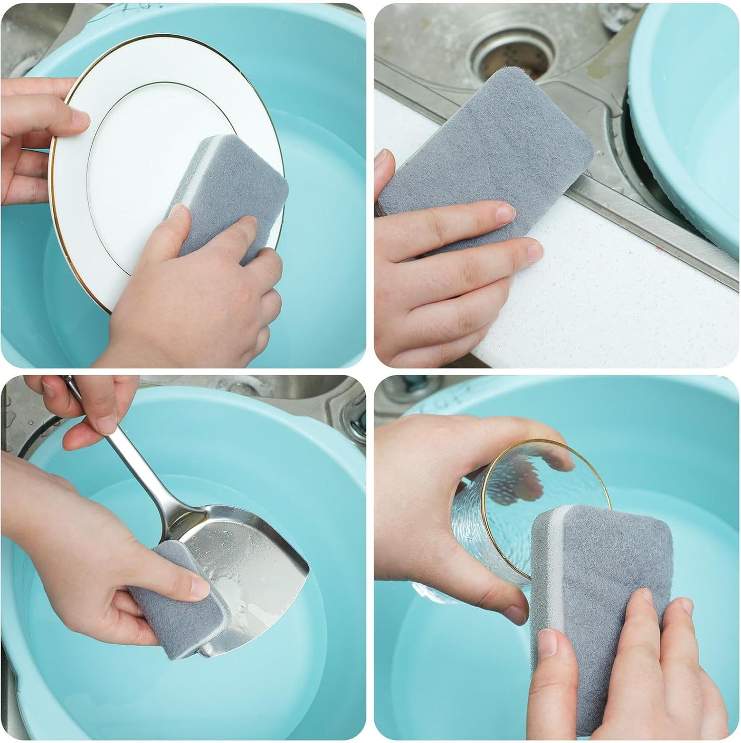 Tanlade 240 Pcs Individually Wrapped Sponge Dishwashing Sponge Bulk Non Scratch Scrub Sponges Kitchen Scouring Pad for Household Cleaning Rental Dishes Hotel Apartment Car (Gray,White)