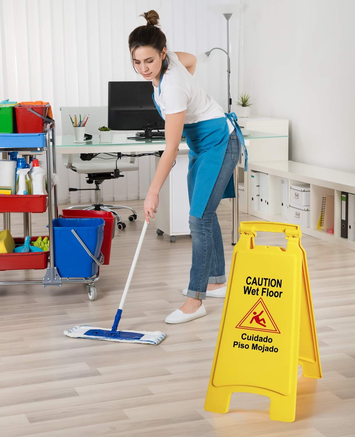Galashield Wet Floor Sign 3 Pack 2-Sided Safety Yellow Warning Signs Commercial 26" Caution Wet Floor Signs