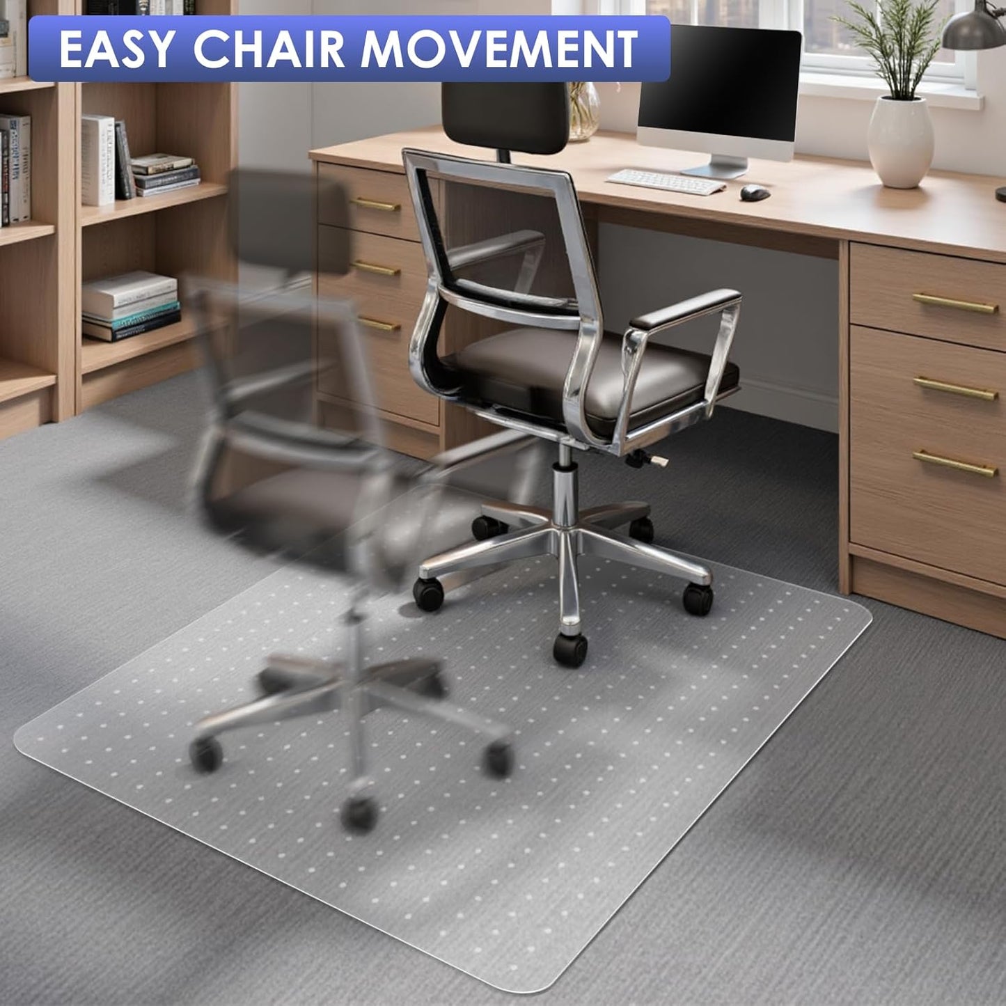 Kuyal Office Chair Mat for Carpet, 2 Pack 32x 49 Clear Heavy Duty Computer Chair Mat, Under Desk Protector Carpeted Floors Mat, Easy Chair Movement,Ship Flat