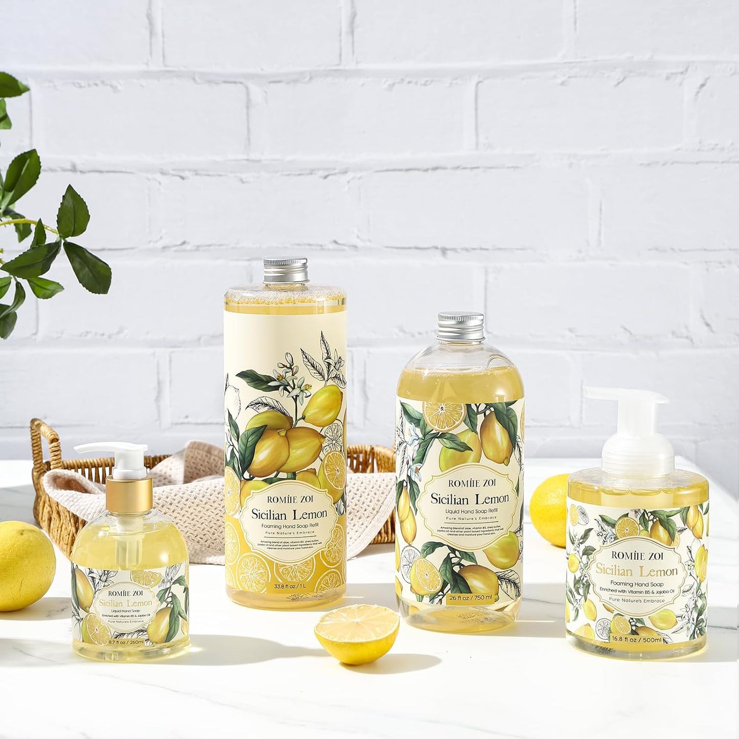 ROMIIE ZOI Liquid Hand Soap Refills, Lemon, Gentle & Moisturizing Formula, 750 ML/ 26 FL OZ