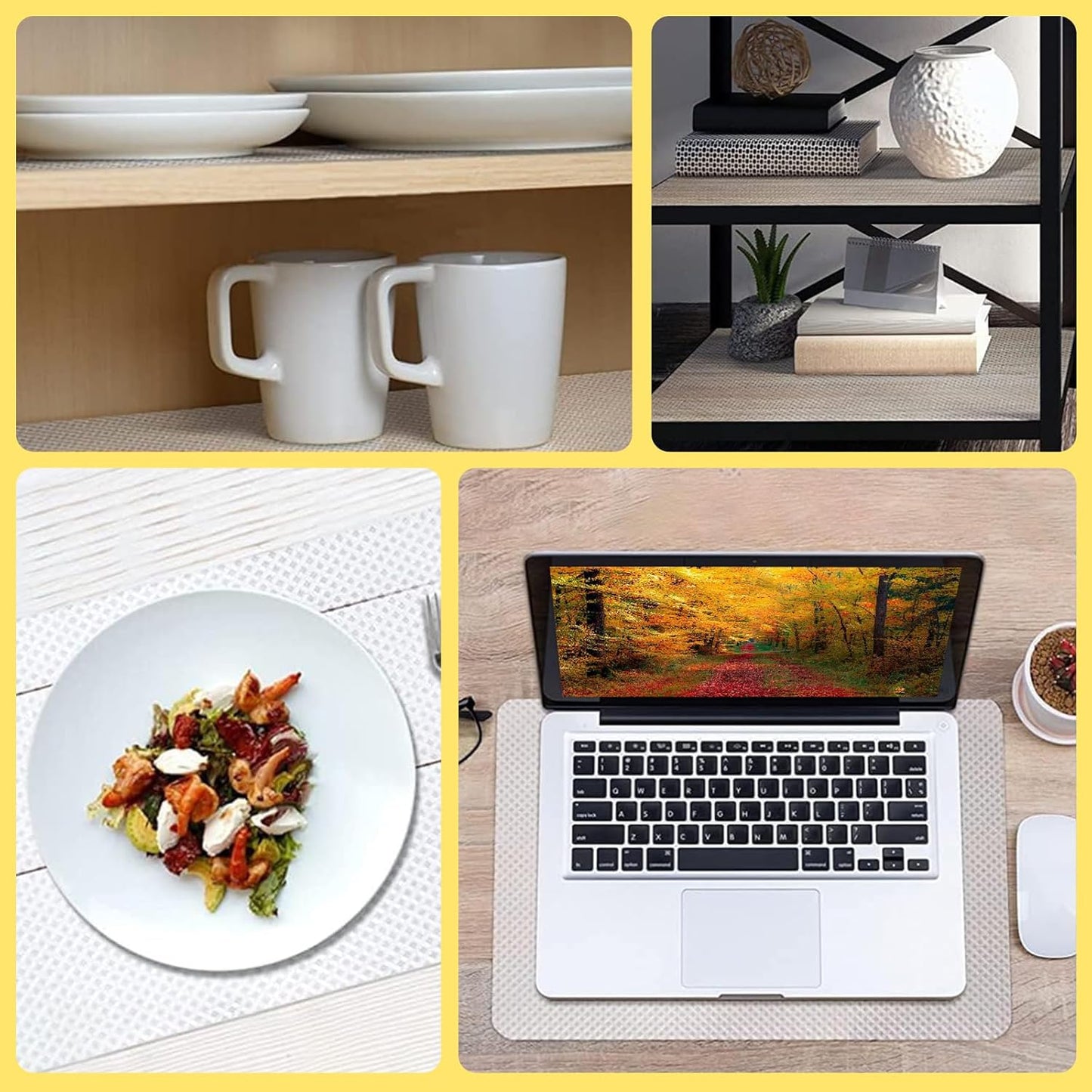 Shelf Liners for Kitchen Cabinets and Drawers, Non-Adhesive and Anti-Slip, Waterproof and Easy to Clean, Durable EVA Cabinet Mat for Refrigerator, Cupboard, Table (Clear, 17.5" W x 196.8" L)