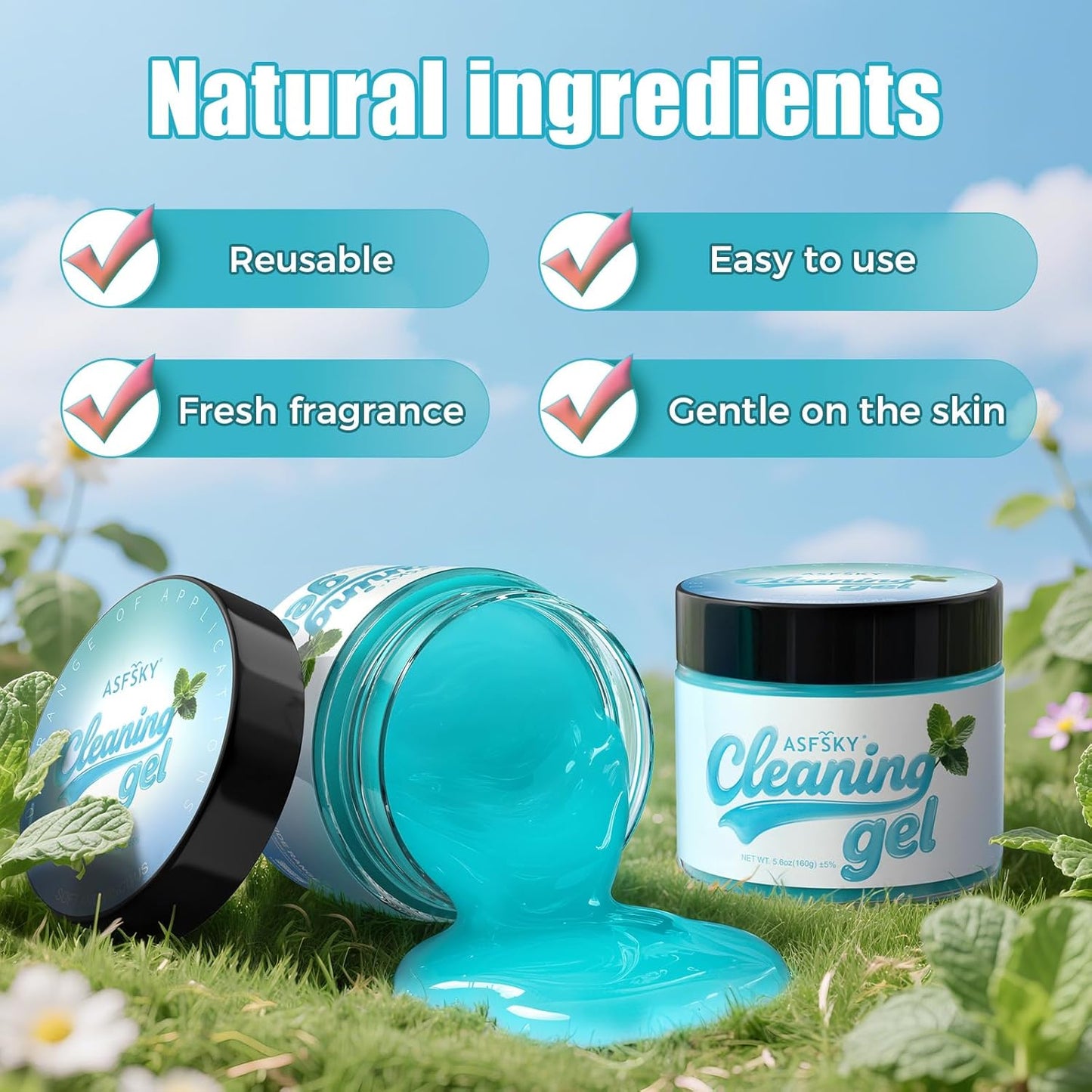 ASFSKY Car Cleaning Gel (Blue,Mint) Cleaning Putty Universal Dust Cleaning Car Interior Cleaner Keyboard Dust Remover Car Slime Gifts for Men Women Girl(1 Pack)