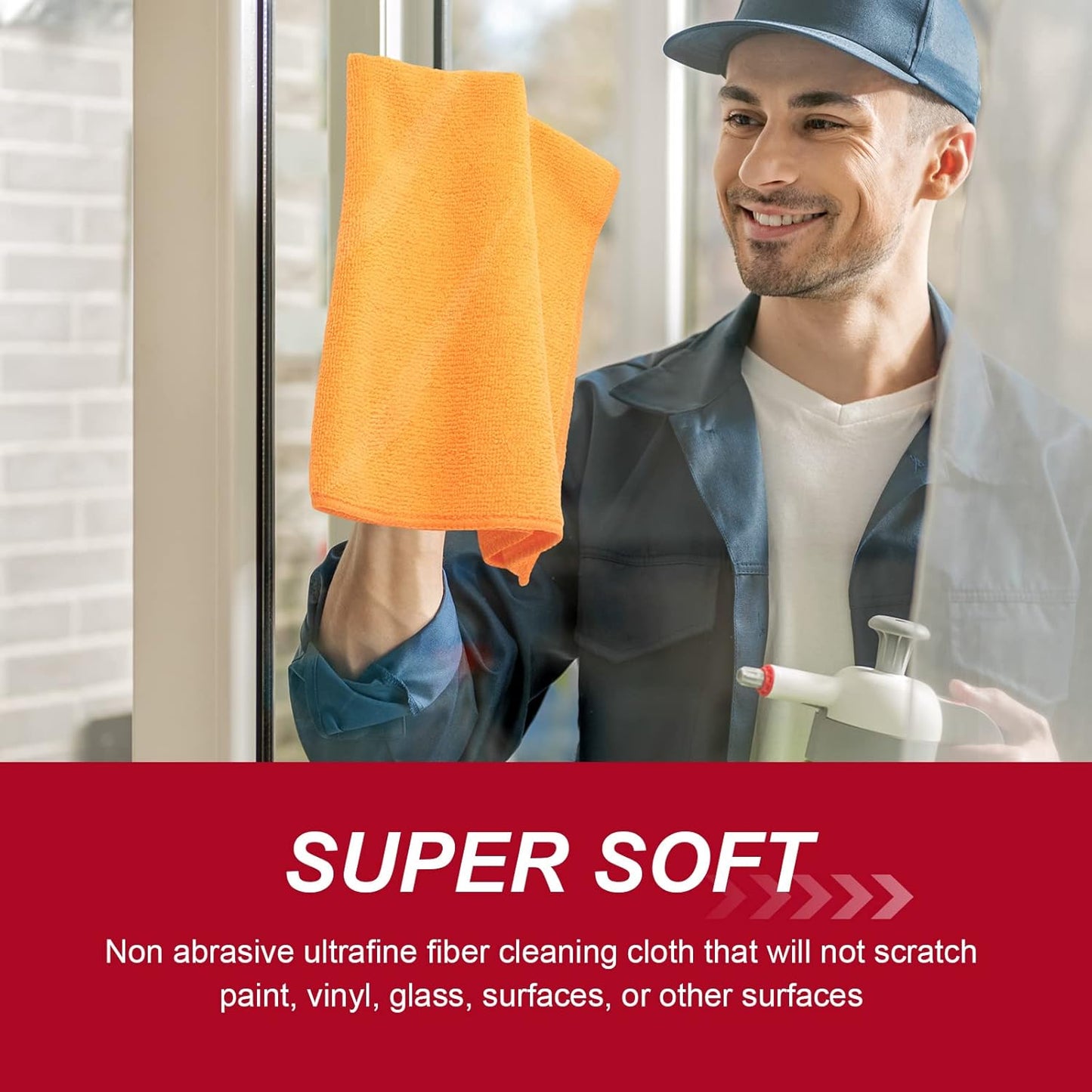 200 Pcs Microfiber Cleaning Cloth 16x16 Inch Microfiber Towels for Car Ultra Absorbent Cleaning Rags Reusable Lint Free Streak Free Detailing Towel for Car Washing Drying Dusting (Orange)