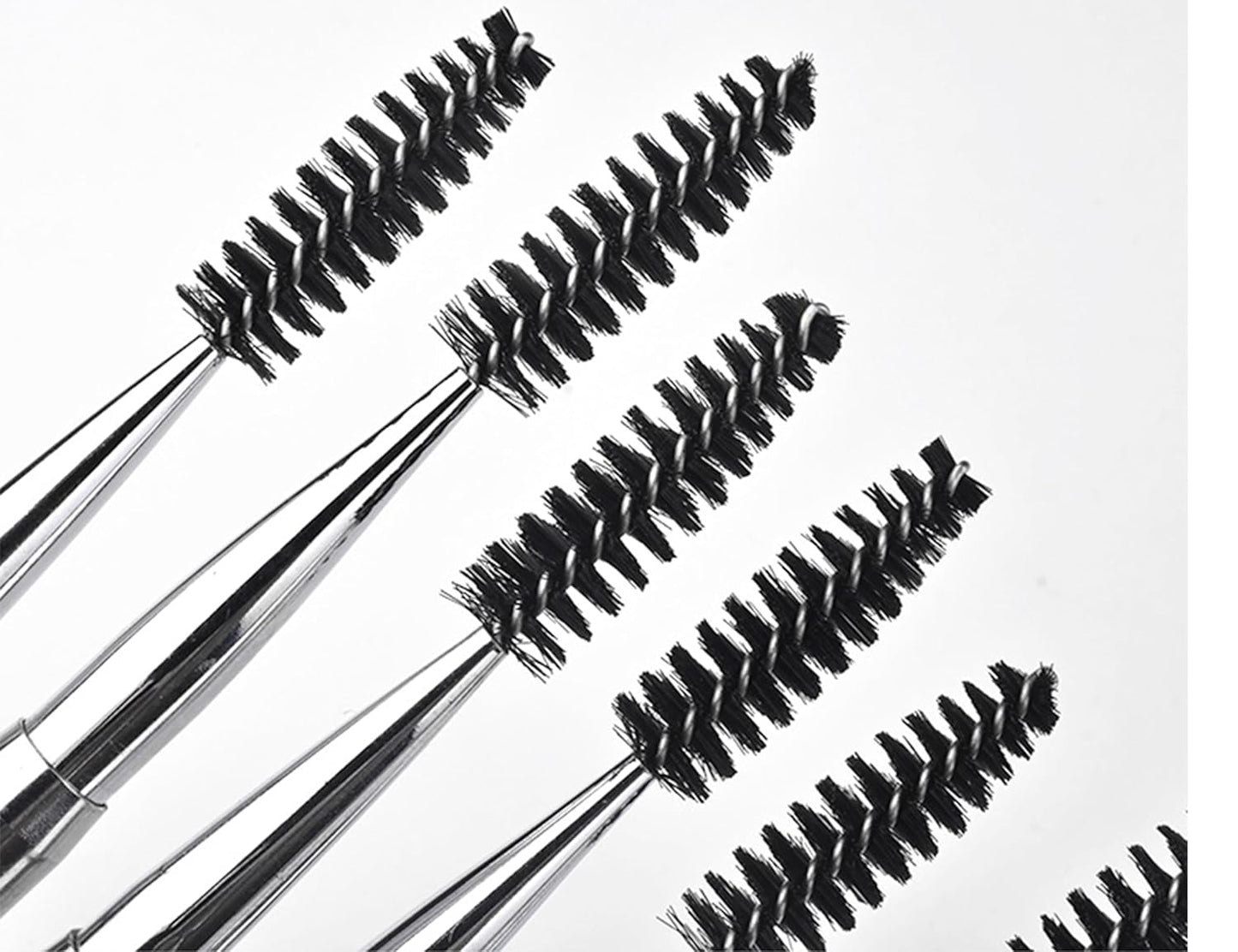 2PCS Mascara Brushes Eyebrow Eyelash Brushes Mascara Wands Spooly Applicators Eye Brushes Portable Cosmetic Brushes with Cap Spoolies Brushes for Eyelash Extensions and Eyebrows, Silver