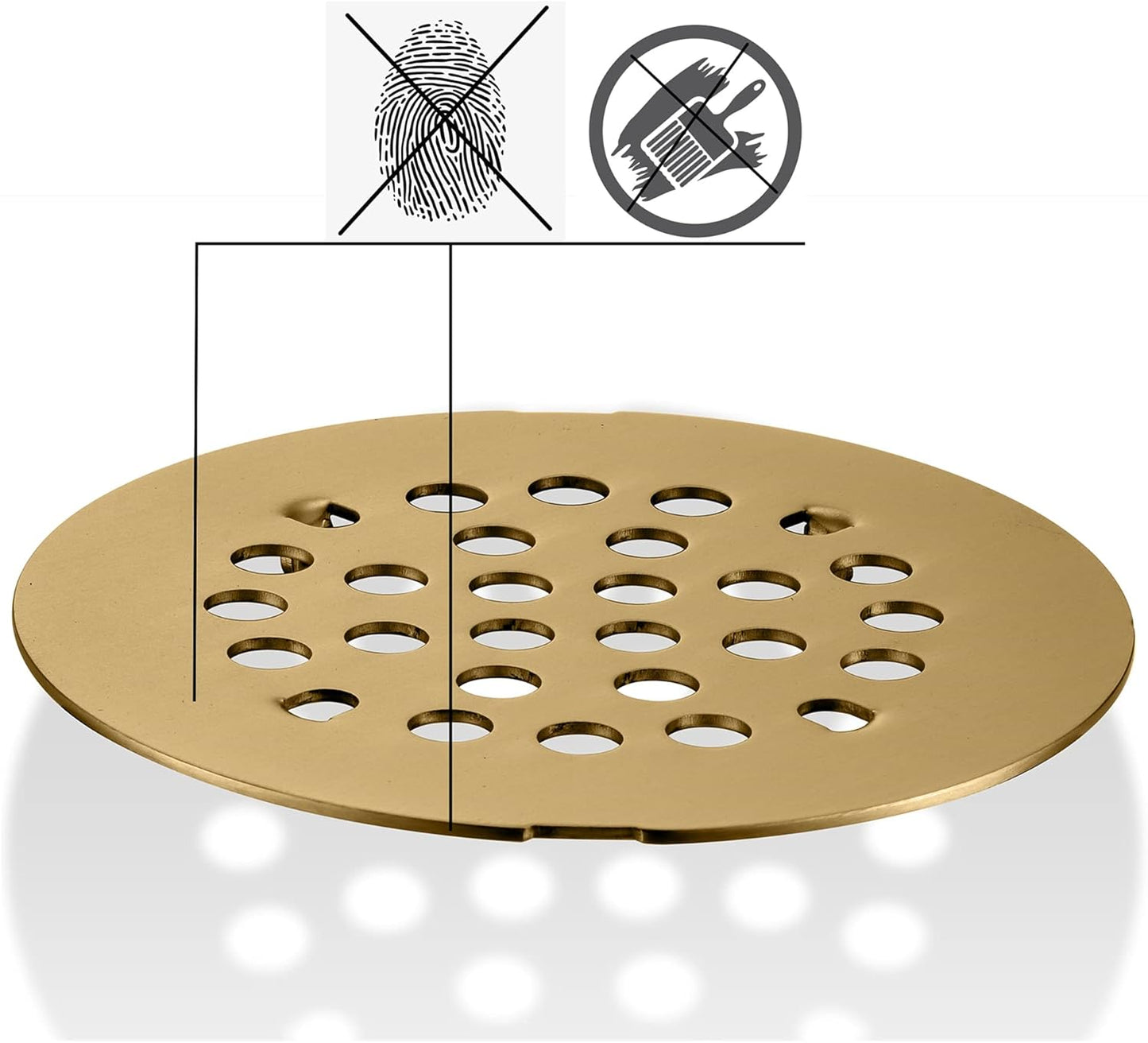 rrajj 4-1/4 (4.25) Inch(108mm) Round Snap-in Shower Floor Drain Cover Replacement Cover (Brushed Gold)