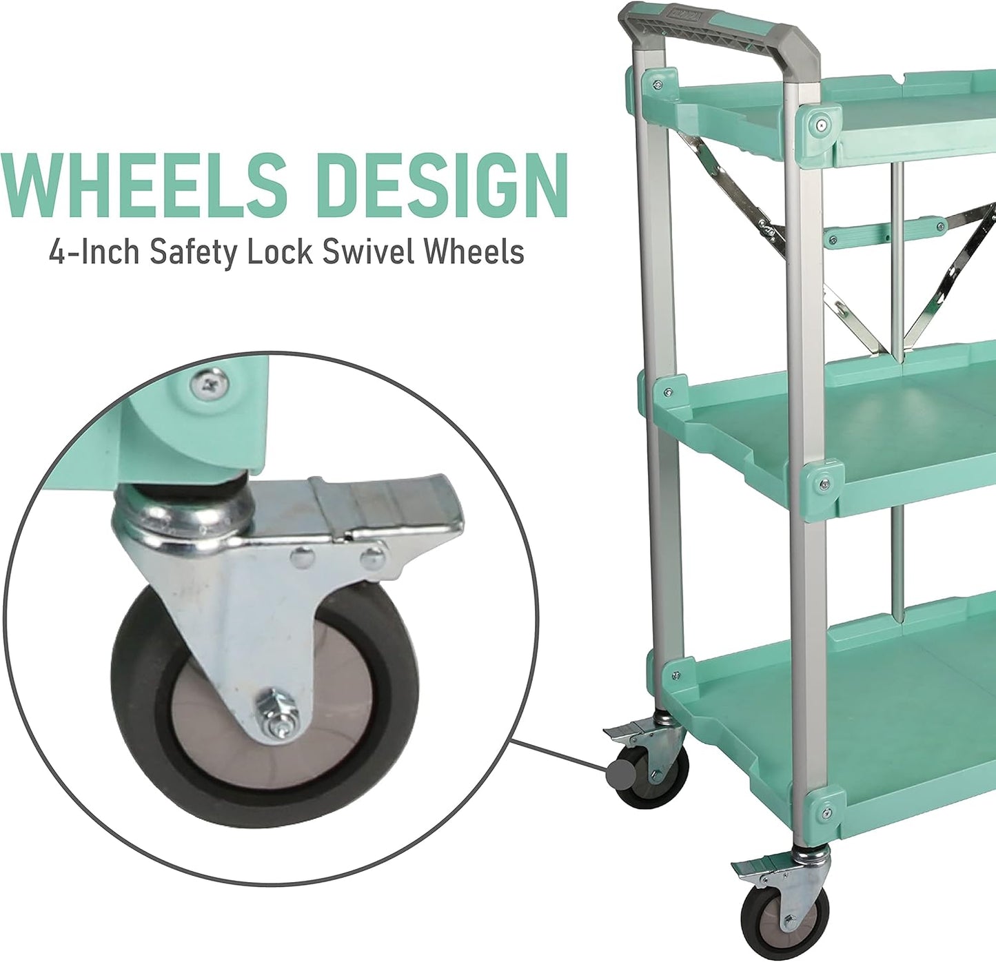 Olympia Tools 89-353 Pack N Roll Collapsible Service Cart, XL, 300LB Capacity, Teal