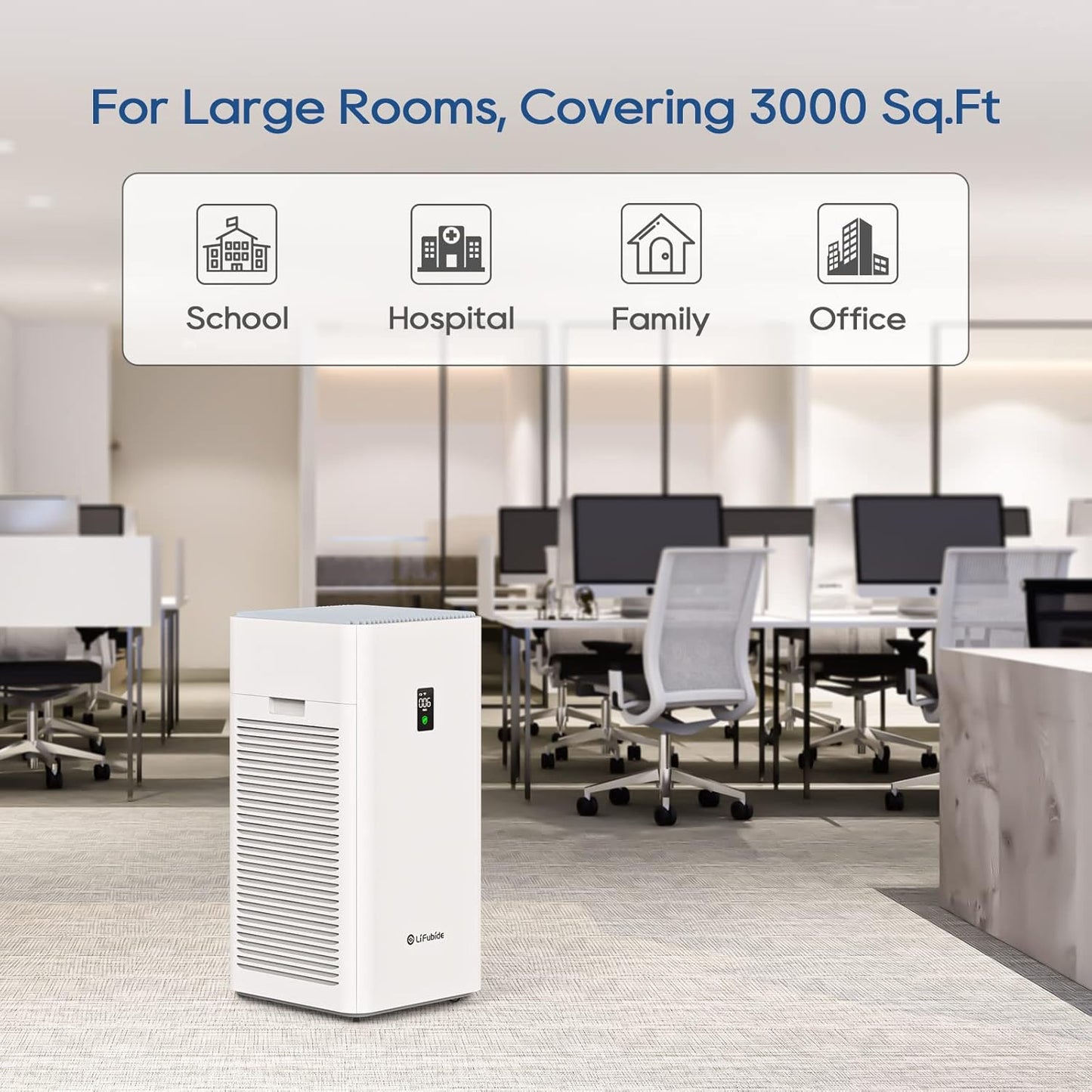 Large Room Air Purifier, H13 True HEPA,4555 Sq.Ft Coverage,24dB Low Noise For Bedroom Air Purifiers,Removal Of 99.99% 0.01 Microns Particles, PM2.5 Monitor(Y1000)