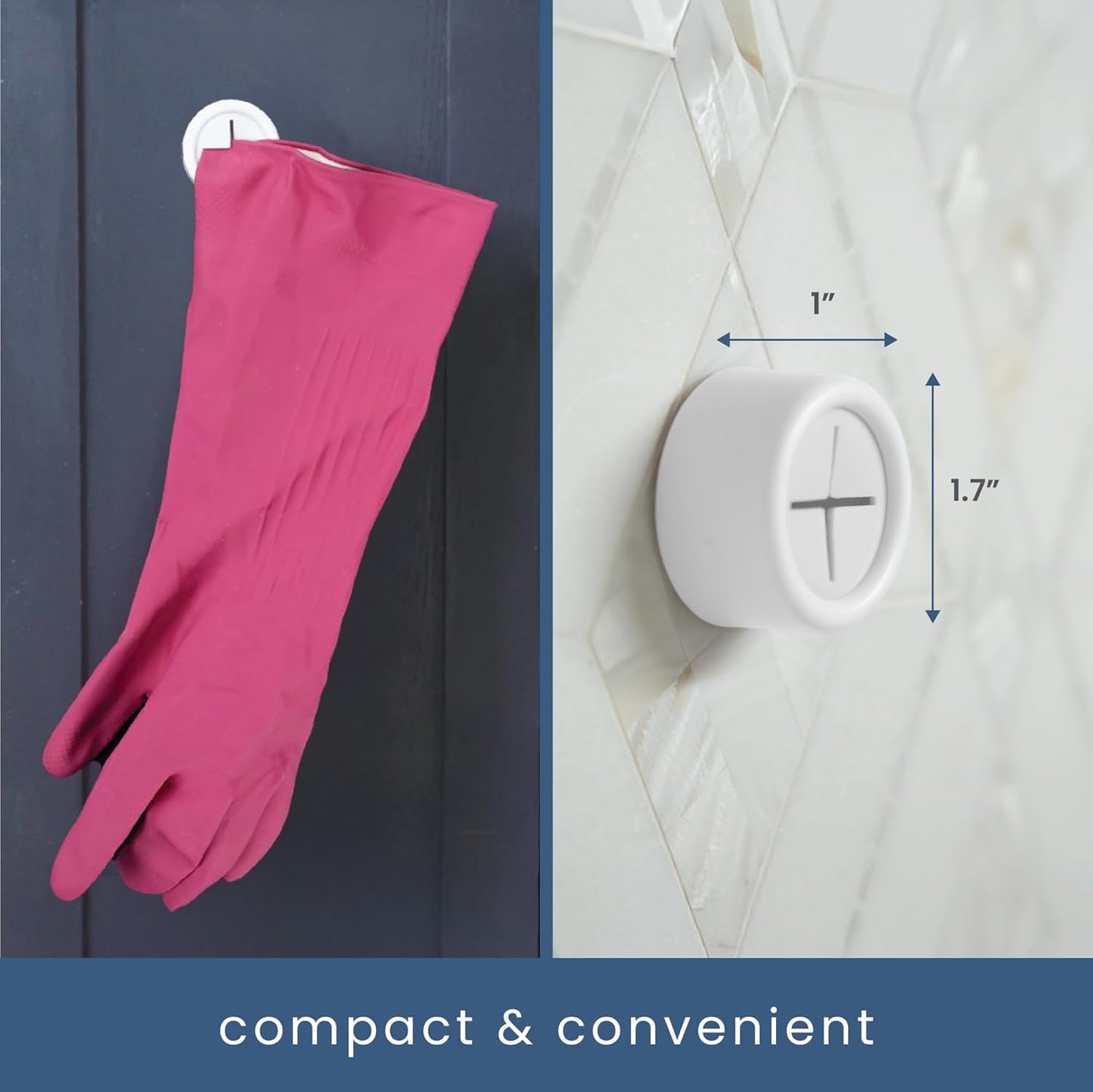 S&T INC. Round Adhesive Push Towel Hooks for Kitchen, Hand and Dish Towels, Matte White, 4 Pack