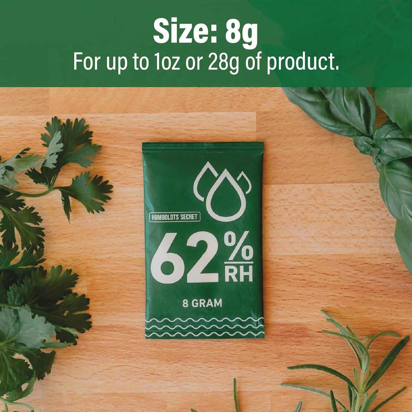 Humboldts Secret 62% Humidity Packs RH 2-Way | Moisture Absorber & Regulator for Small Containers | Relative Humidity Control Packets with Resealable Bag | 2 Way Humidity Control Packs | Pack of 10