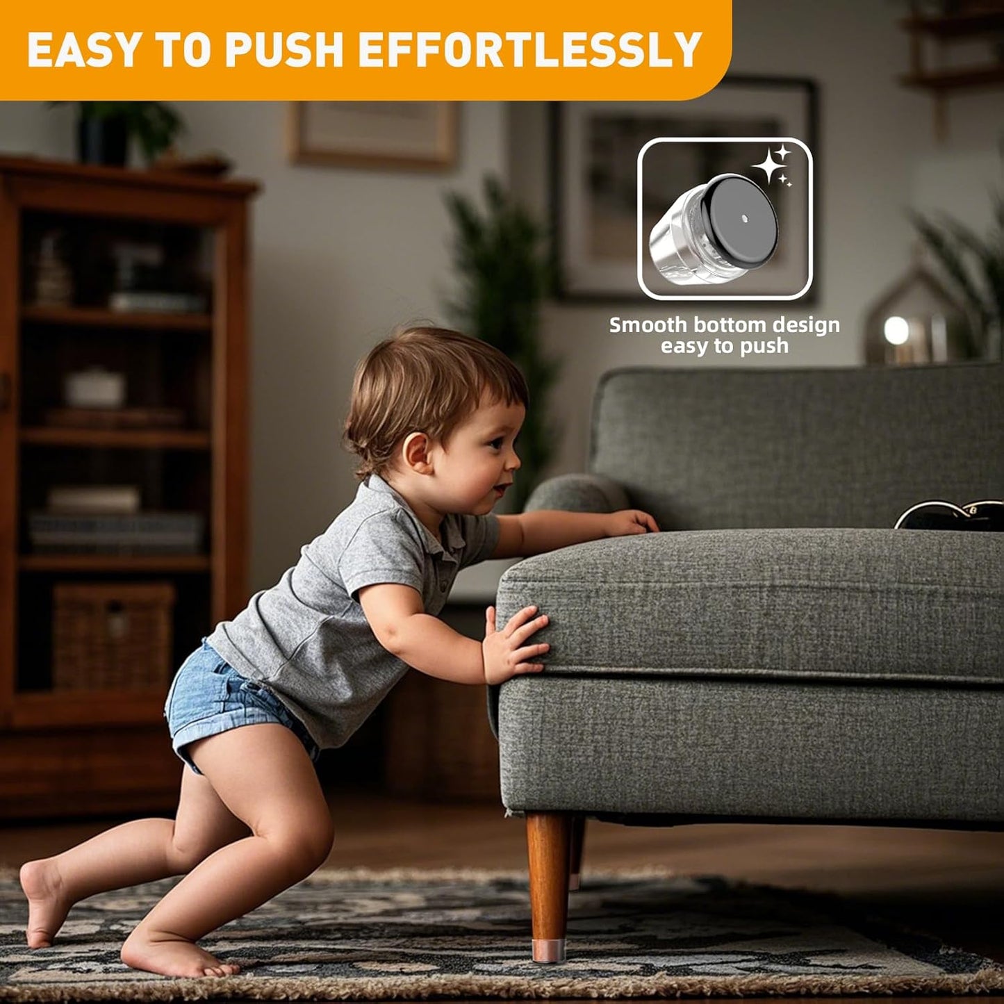 Furniture Sliders,24 PCS Chair Leg Sliders for Carpet, Furniture Movers Sliders, Carpet Chairs Furniture Glides, Floor Protectors, Carpet Moving Sliders Easily Move. (Clear, Fit:0.9-1.15")