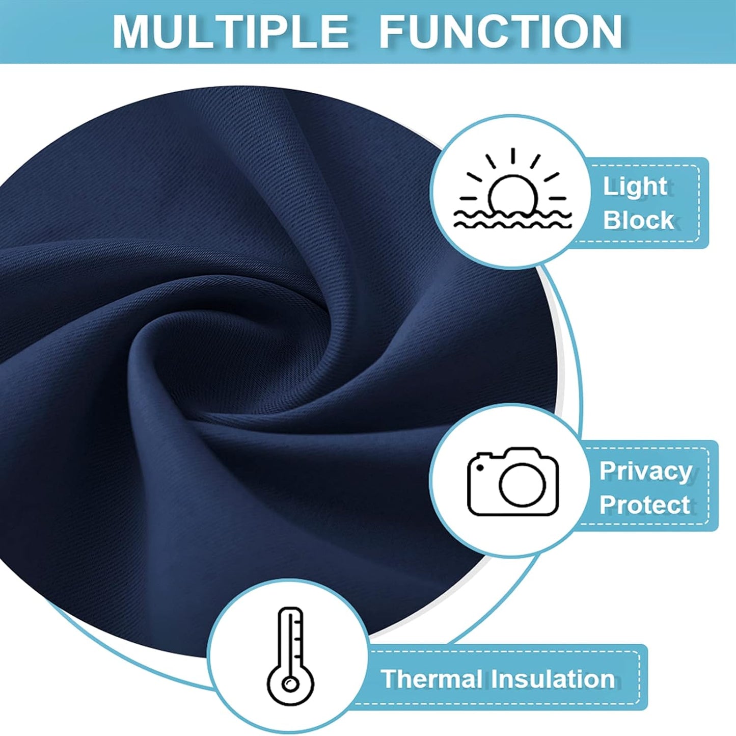 RYB HOME Bathroom Curtains Privacy - Blackout Curtains Small Window Short Drapes for Kitchen Bedroom Living Room Kids Nursery Room RV, W 52 x L 36 inch per Panel, Navy, 2 Pcs