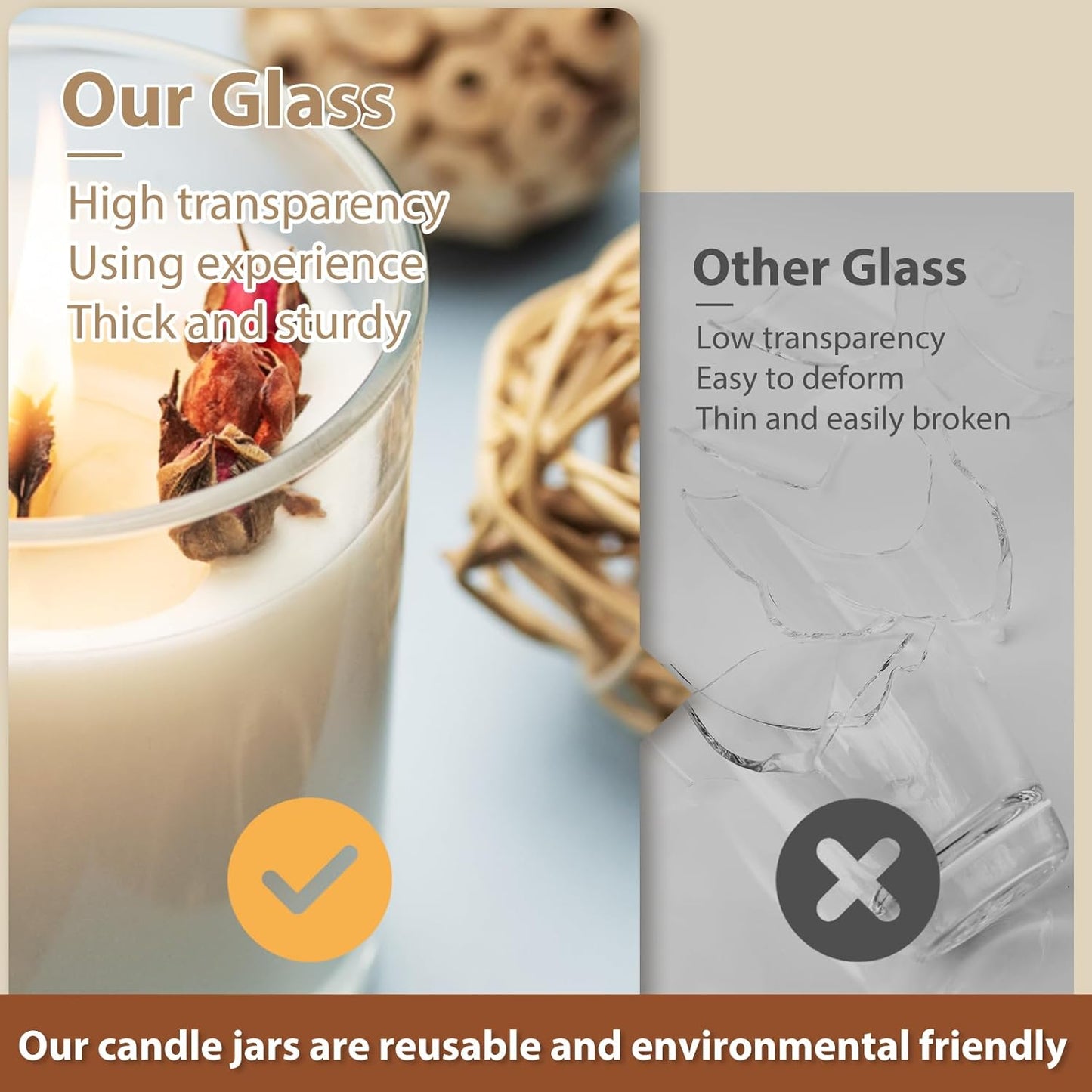 Thick Candle Jars for Making Candles 12 Pcs, 7 OZ Empty Jars with Wood Lids for Candle Making, Sample Container, Matte Black