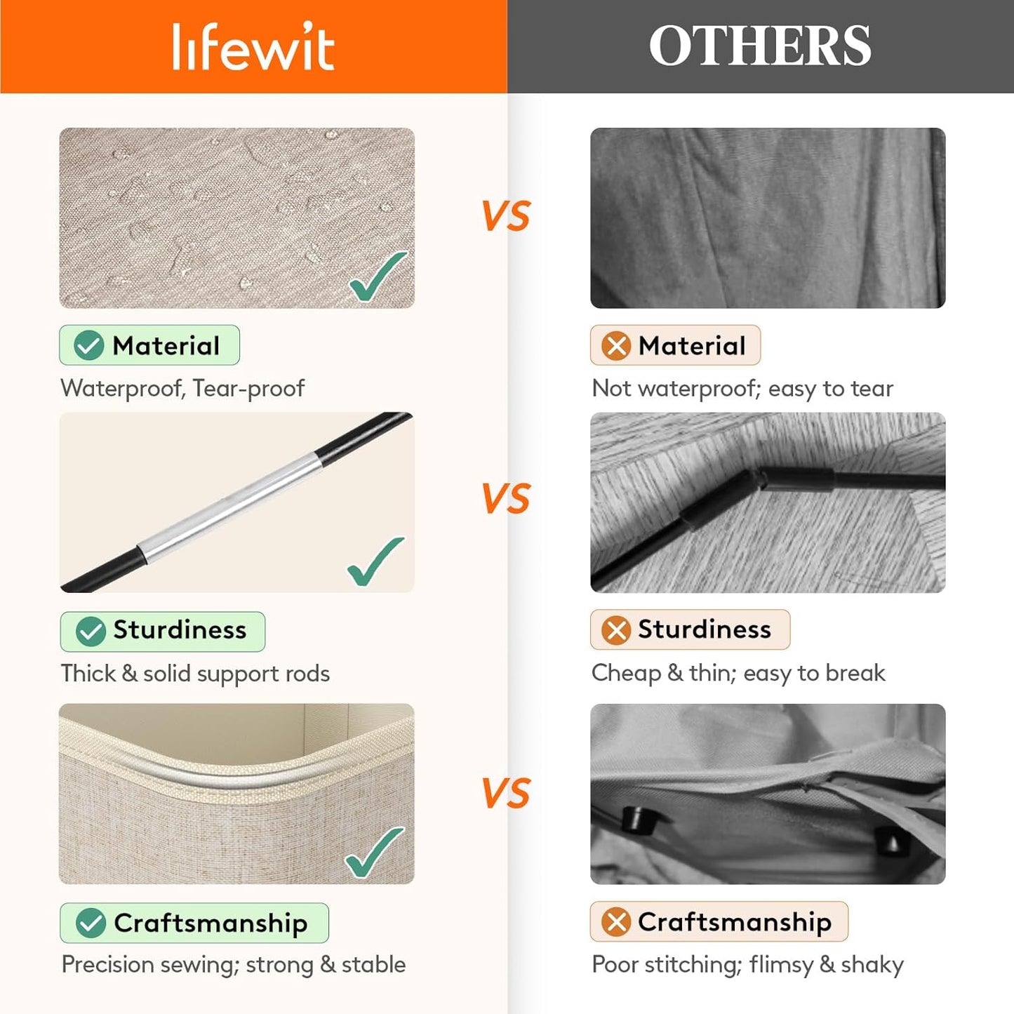 Lifewit 100L Large Tall Laundry Hamper, Collapsible Laundry Basket with Handles, Foldable Clothes Hampers for Laundry, Portable Dirty Clothes Hamper for Dorm College Bedroom Bathroom, Beige