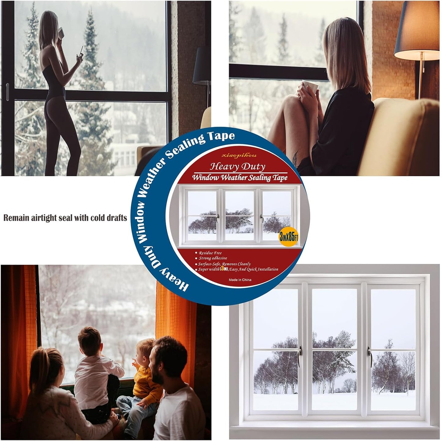 Transparent Weather Sealing Tape, 3-Inch x 85FT, Clear Draft Isolation Sealing Film - Clear Draft Stopper Adhesive Tape for Doors, Windows and Shower Glass Gaps